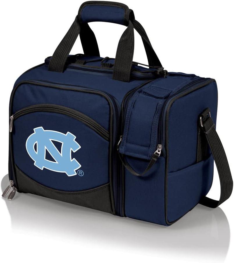 imagePicnic TIME NCAA Malibu Cooler Picnic Basket Insulated Cooler Tote with Picnic SetNavy Blue With Black Accents