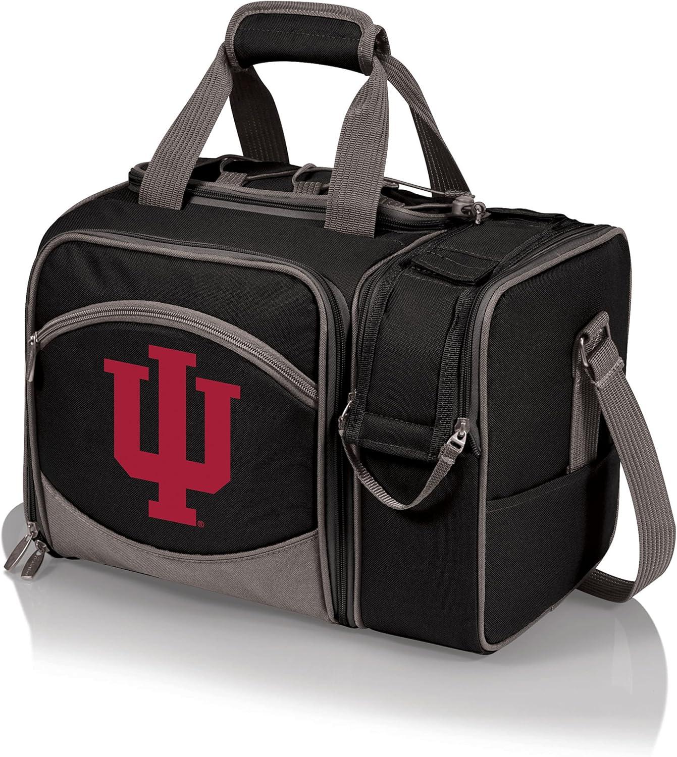 imagePicnic TIME NCAA Malibu Cooler Picnic Basket Insulated Cooler Tote with Picnic SetNavy Blue With Black Accents