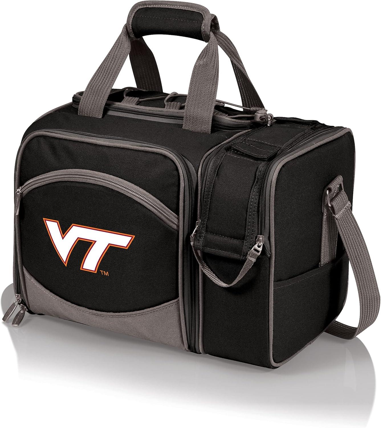 imagePicnic TIME NCAA Malibu Cooler Picnic Basket Insulated Cooler Tote with Picnic SetNavy Blue With Black Accents