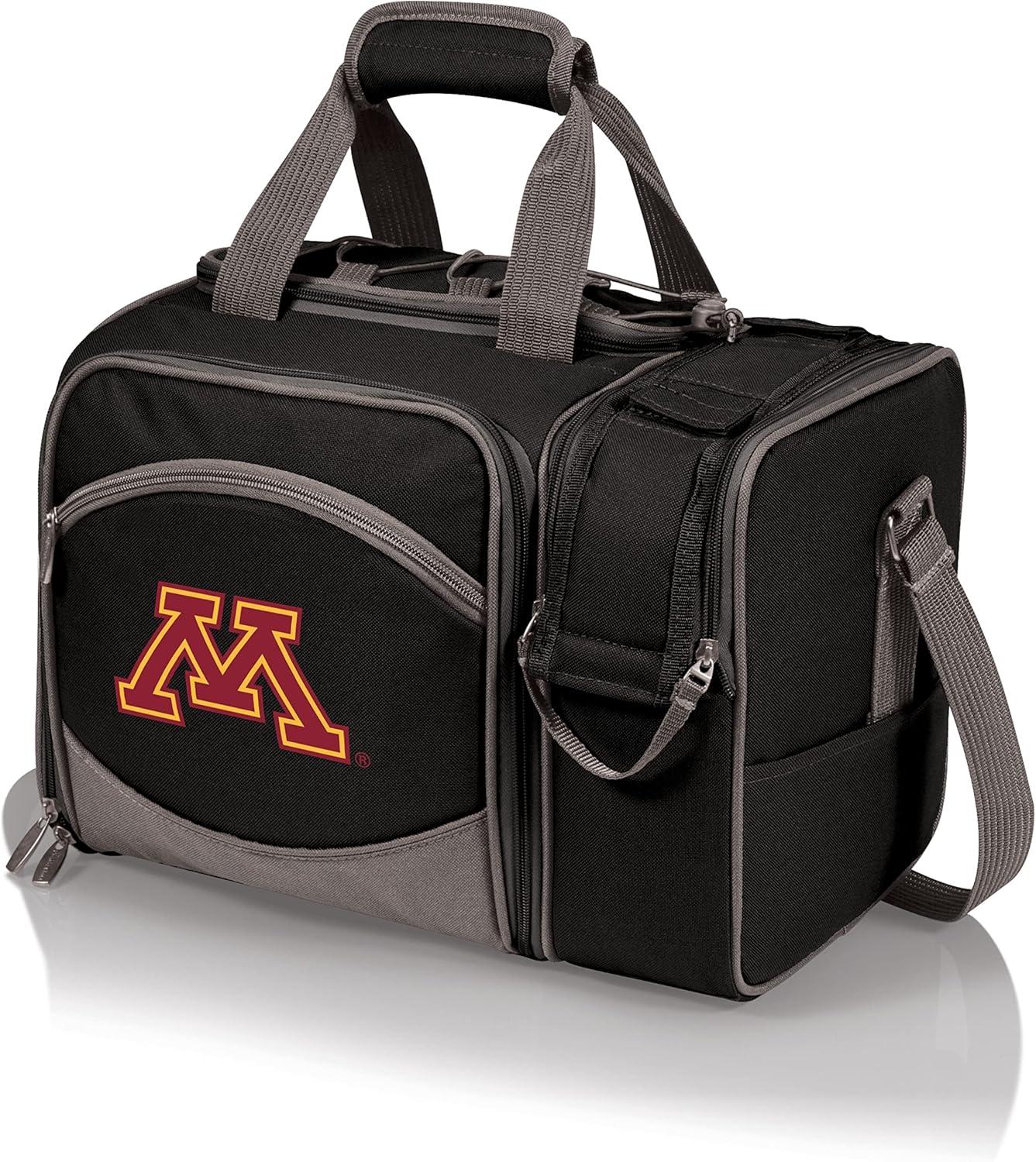 imagePicnic TIME NCAA Malibu Cooler Picnic Basket Insulated Cooler Tote with Picnic SetNavy Blue With Black Accents
