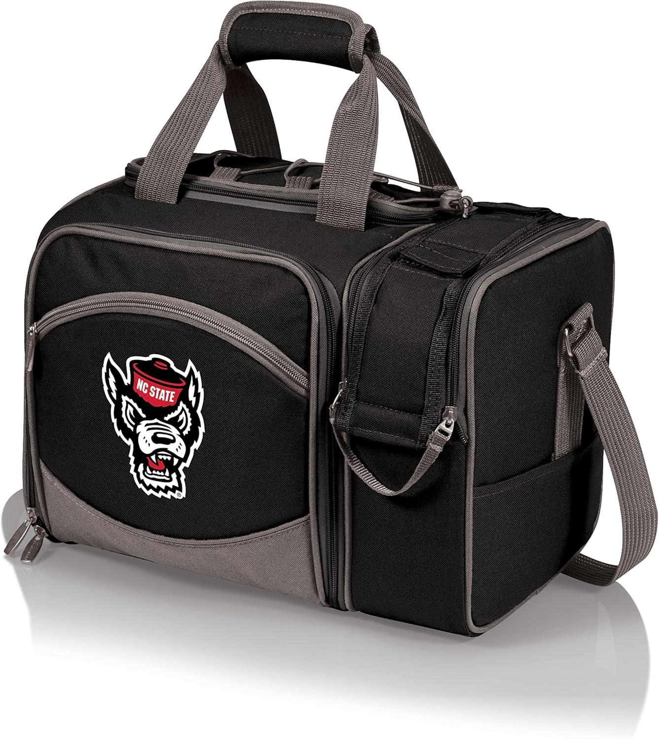 imagePicnic TIME NCAA Malibu Cooler Picnic Basket Insulated Cooler Tote with Picnic SetNavy Blue With Black Accents
