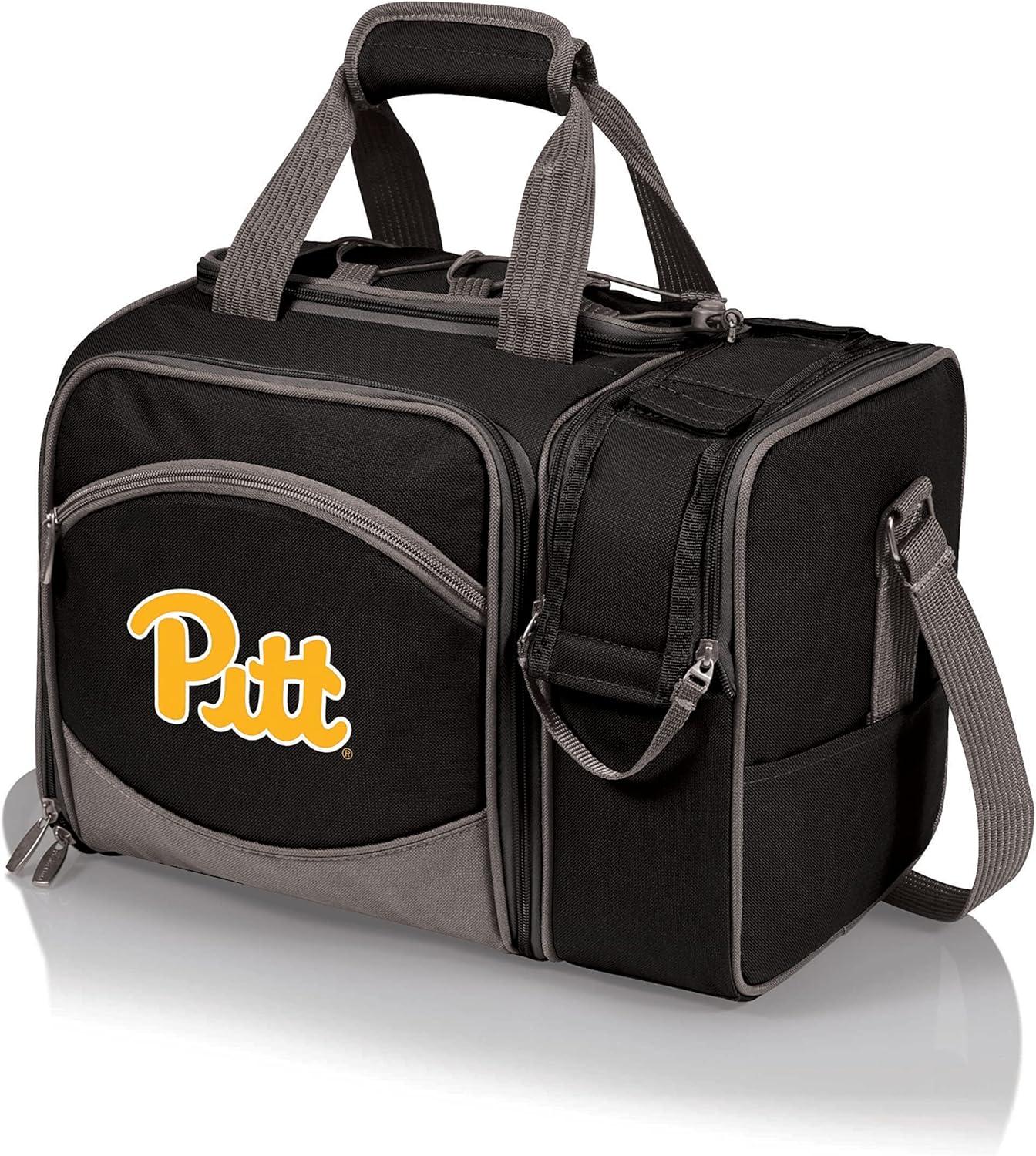 imagePicnic TIME NCAA Malibu Cooler Picnic Basket Insulated Cooler Tote with Picnic SetNavy Blue With Black Accents