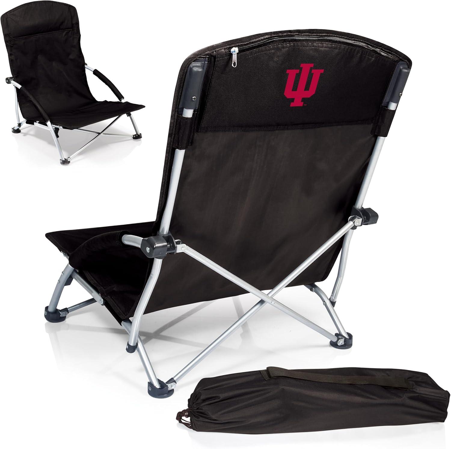 imagePicnic TIME NCAA Tranquility Beach Chair with Carry Bag Low Beach Chair for Adults Low Lawn ChairBlack