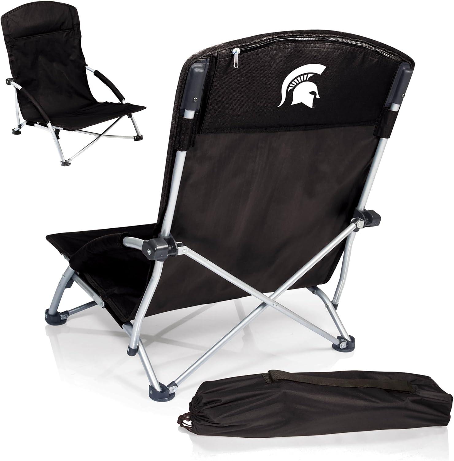 imagePicnic TIME NCAA Tranquility Beach Chair with Carry Bag Low Beach Chair for Adults Low Lawn ChairBlack