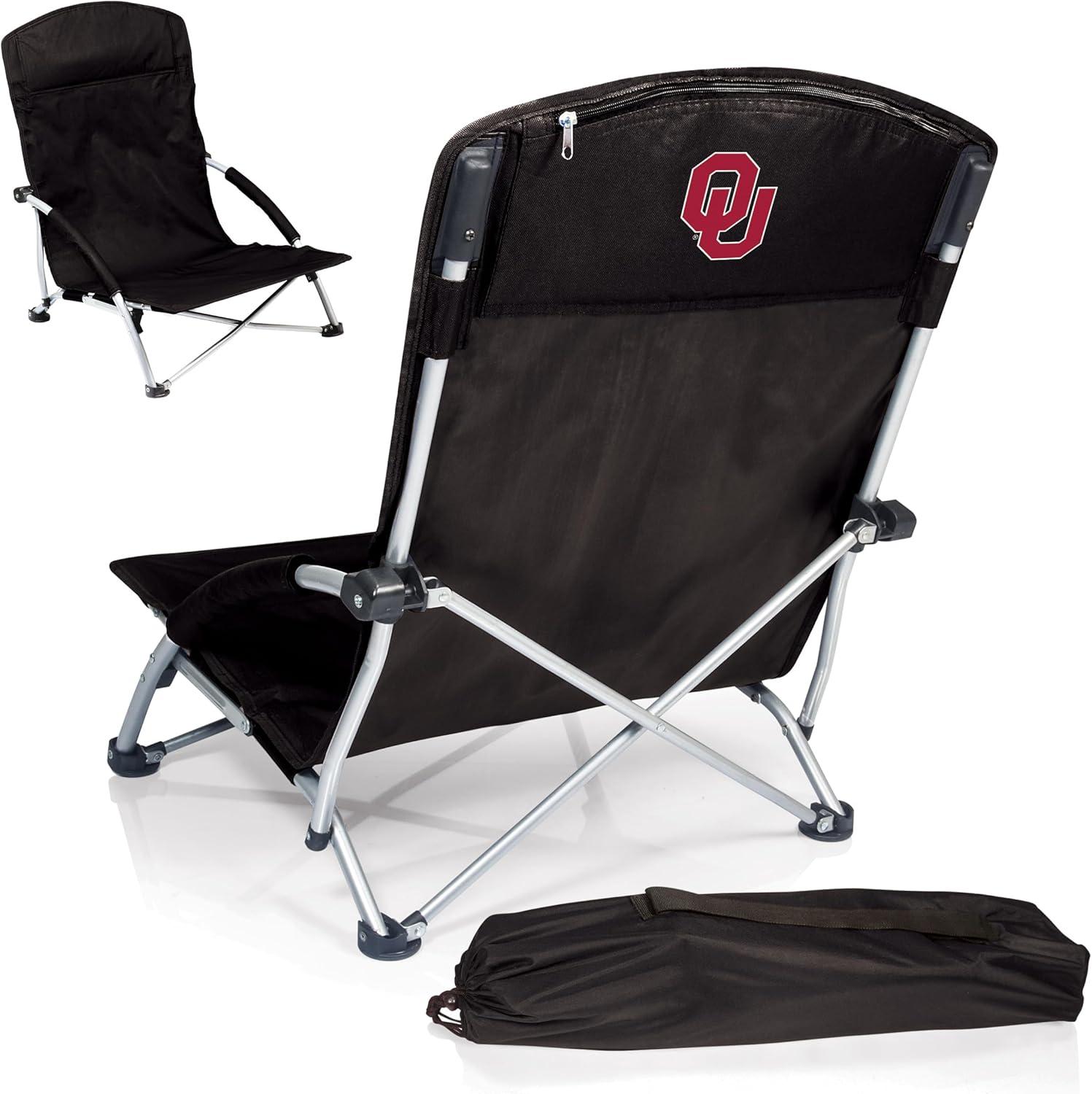 imagePicnic TIME NCAA Tranquility Beach Chair with Carry Bag Low Beach Chair for Adults Low Lawn ChairBlack