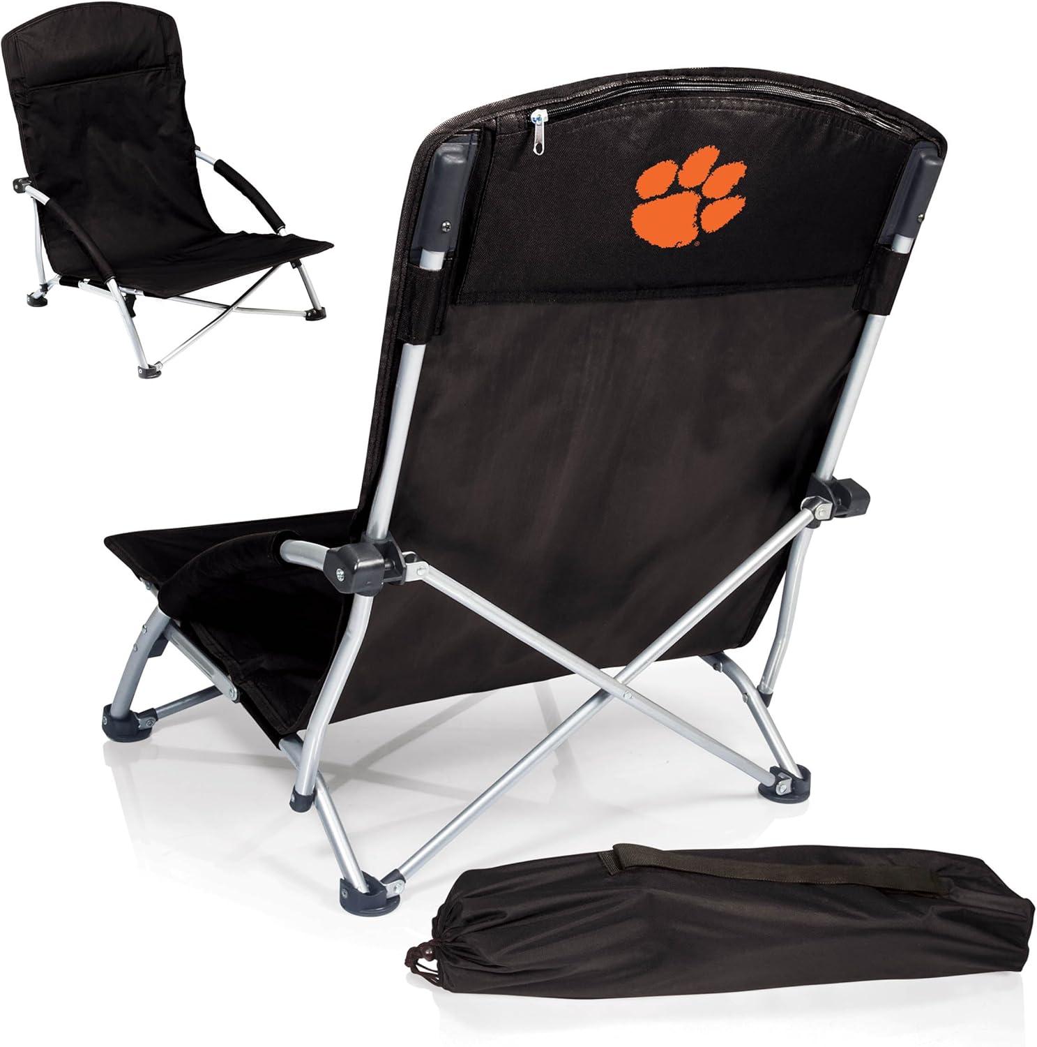 imagePicnic TIME NCAA Tranquility Beach Chair with Carry Bag Low Beach Chair for Adults Low Lawn ChairBlack