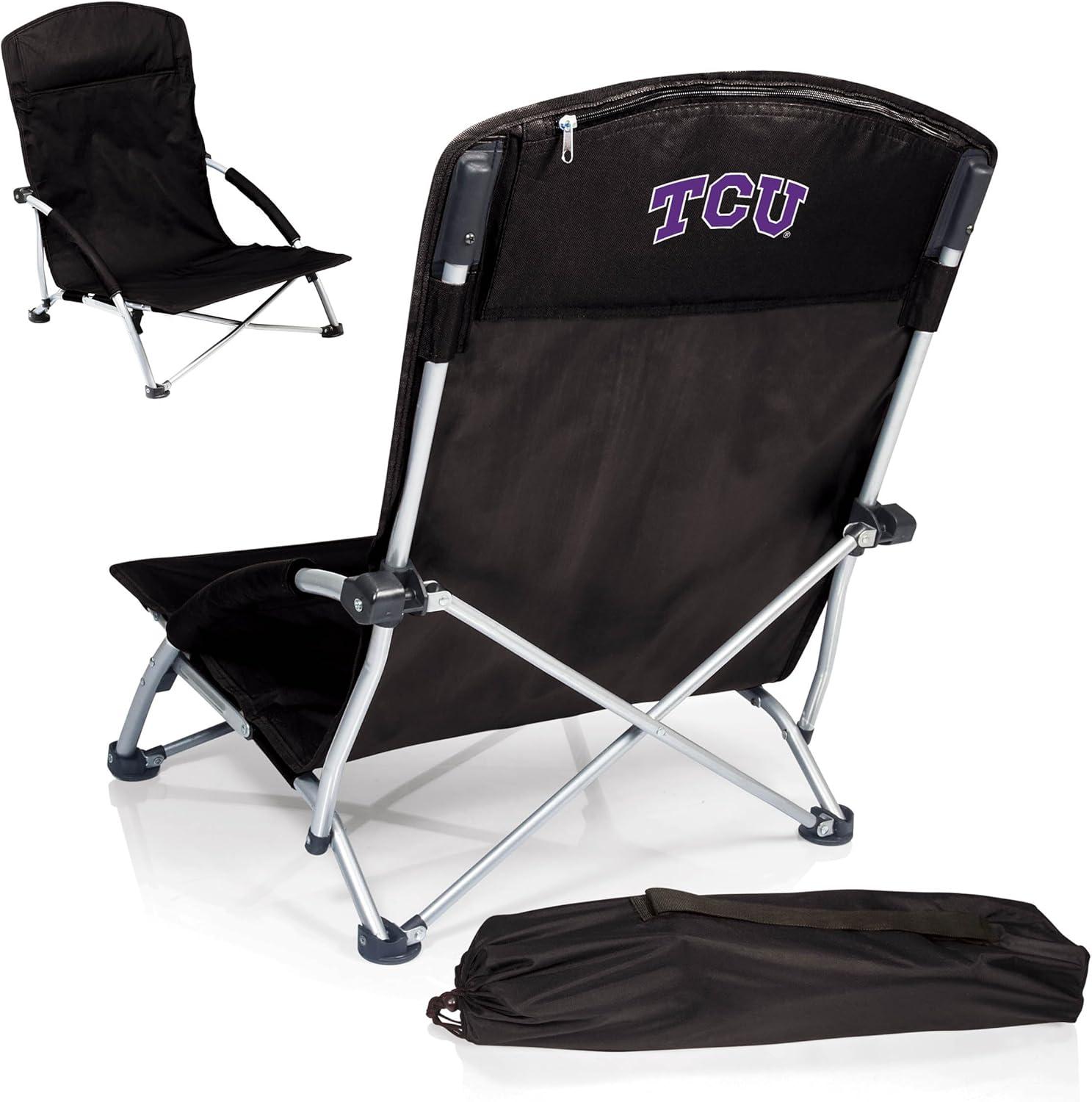 imagePicnic TIME NCAA Tranquility Beach Chair with Carry Bag Low Beach Chair for Adults Low Lawn ChairBlack