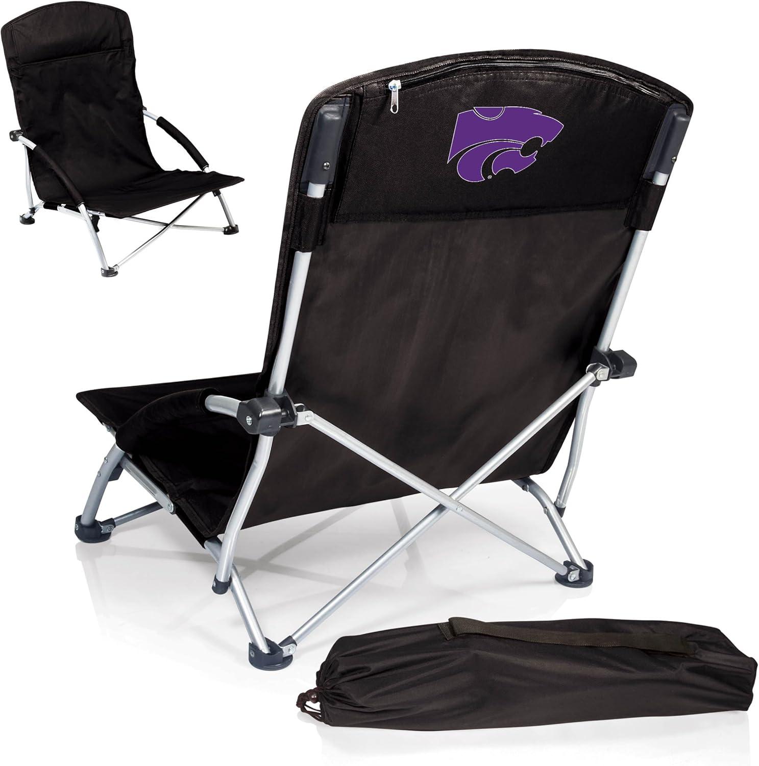 imagePicnic TIME NCAA Tranquility Beach Chair with Carry Bag Low Beach Chair for Adults Low Lawn ChairBlack