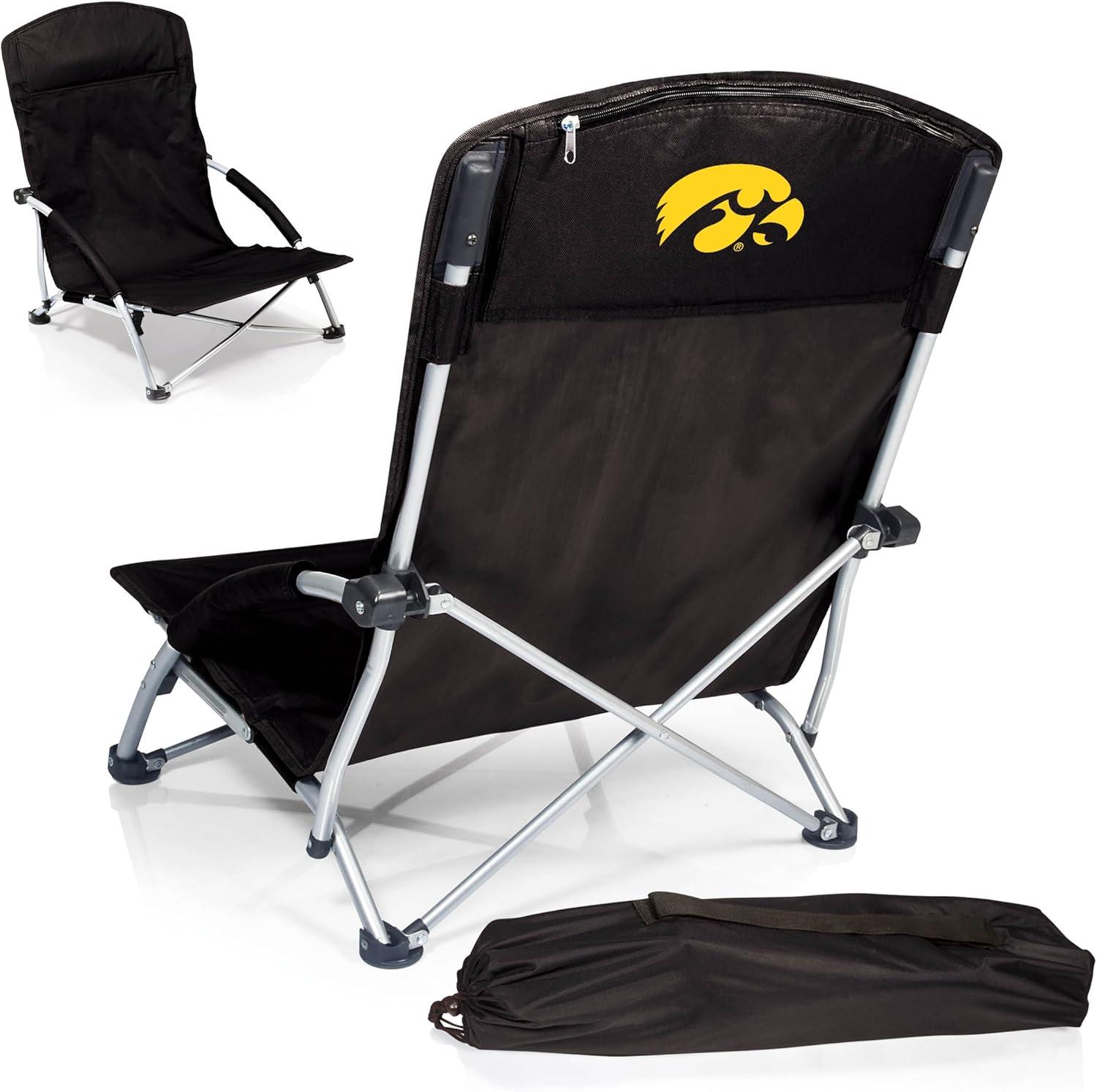 imagePicnic TIME NCAA Tranquility Beach Chair with Carry Bag Low Beach Chair for Adults Low Lawn ChairBlack
