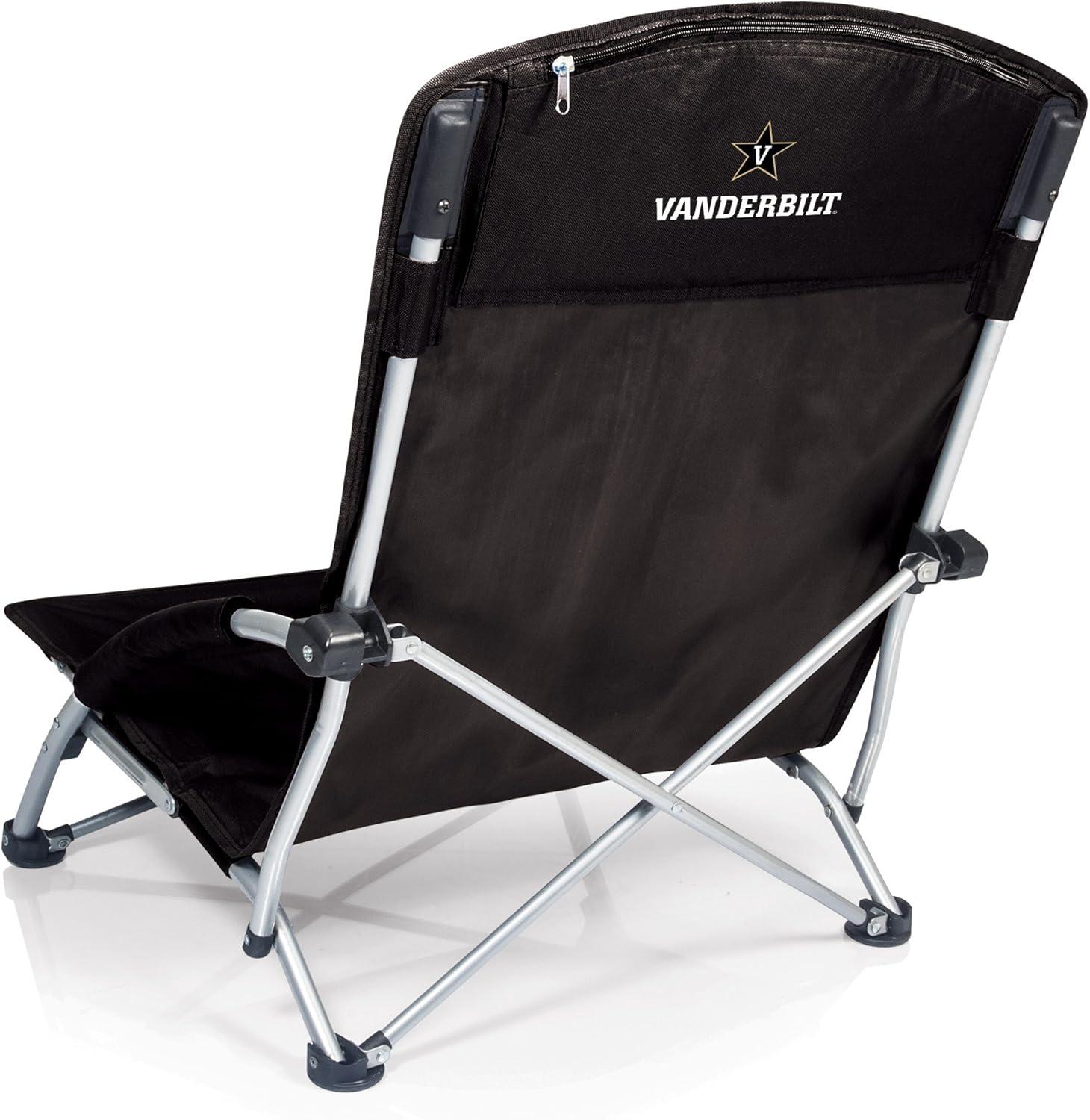 imagePicnic TIME NCAA Tranquility Beach Chair with Carry Bag Low Beach Chair for Adults Low Lawn ChairBlack