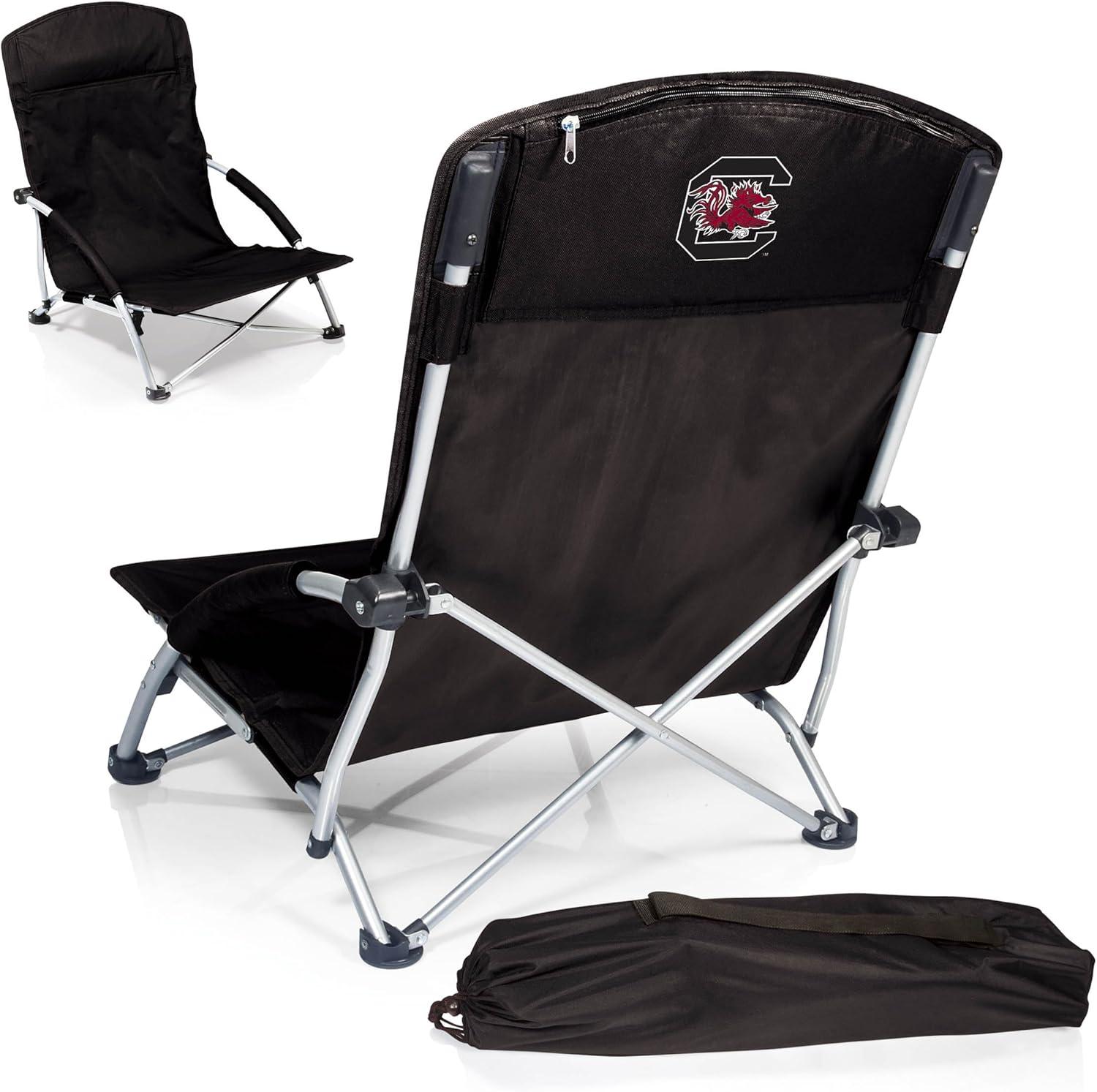 imagePicnic TIME NCAA Tranquility Beach Chair with Carry Bag Low Beach Chair for Adults Low Lawn ChairBlack