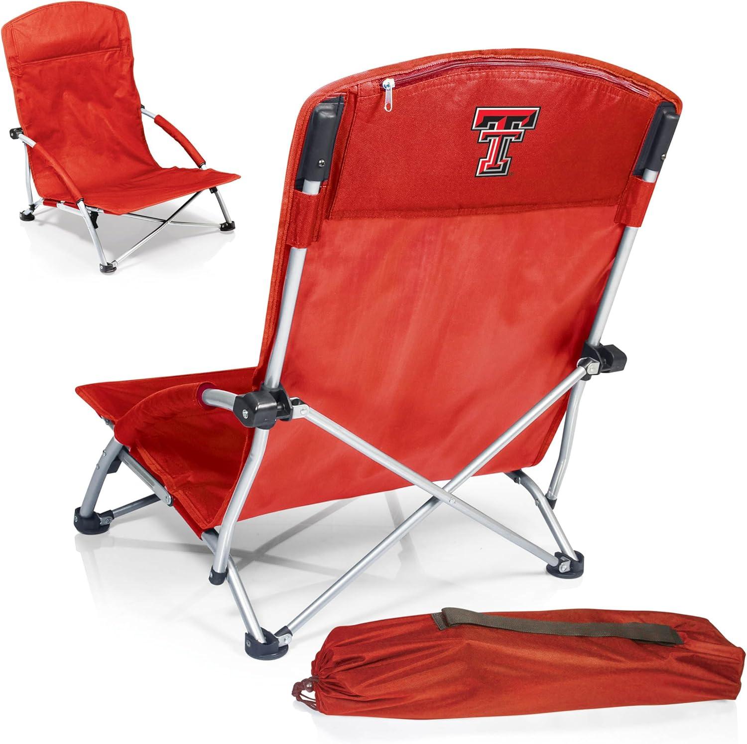 imagePicnic TIME NCAA Tranquility Beach Chair with Carry Bag Low Beach Chair for Adults Low Lawn ChairRed
