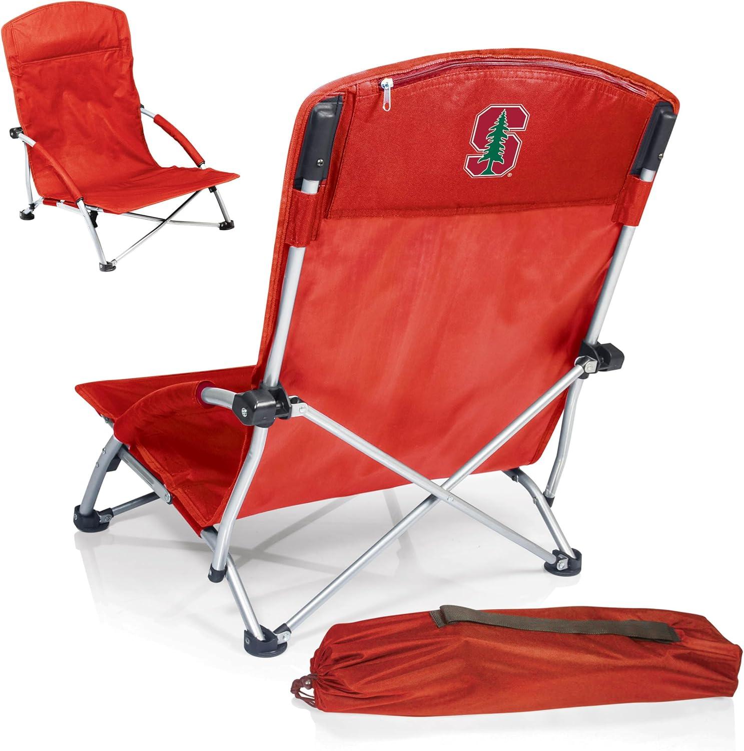 imagePicnic TIME NCAA Tranquility Beach Chair with Carry Bag Low Beach Chair for Adults Low Lawn ChairRed