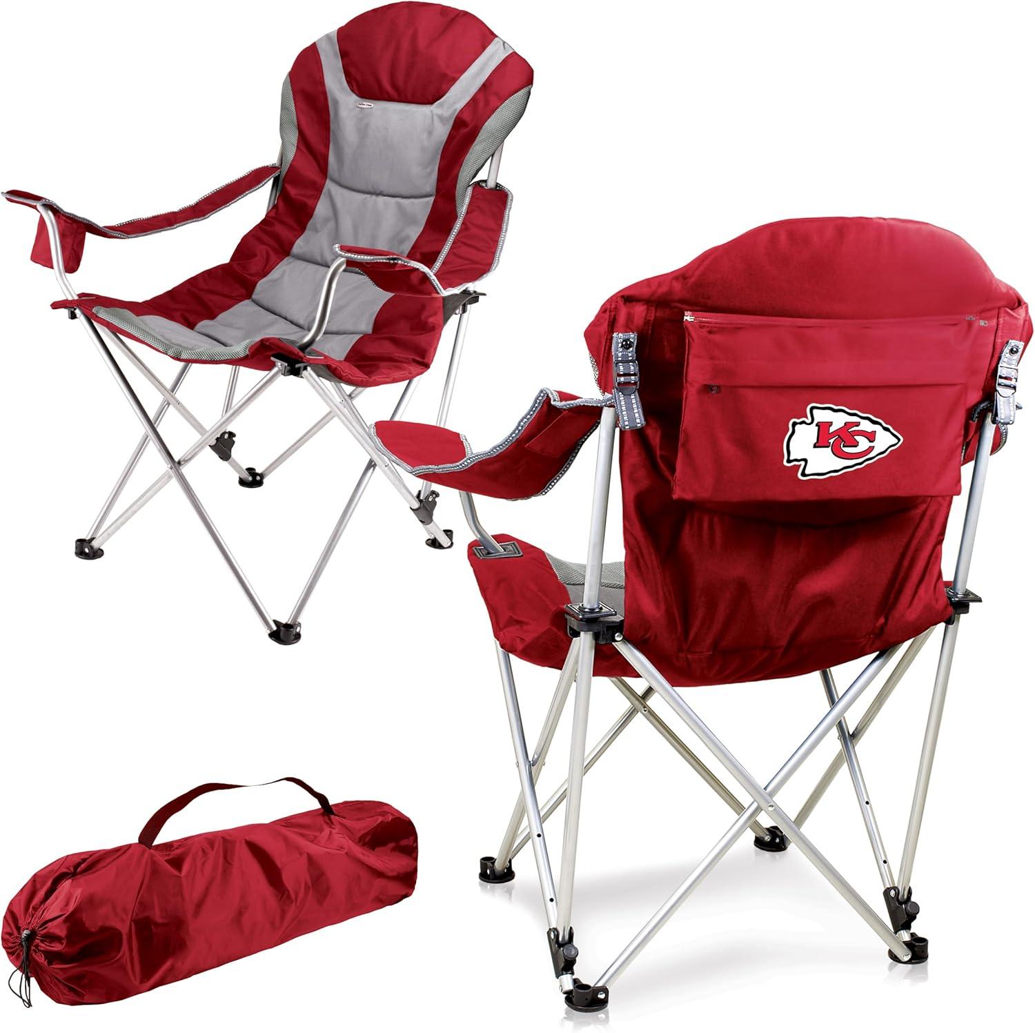 imagePicnic TIME NFL UnisexAdult NFL Reclining Camp Chair Beach Chair for Adults Sports Chair with Carry BagDark Red