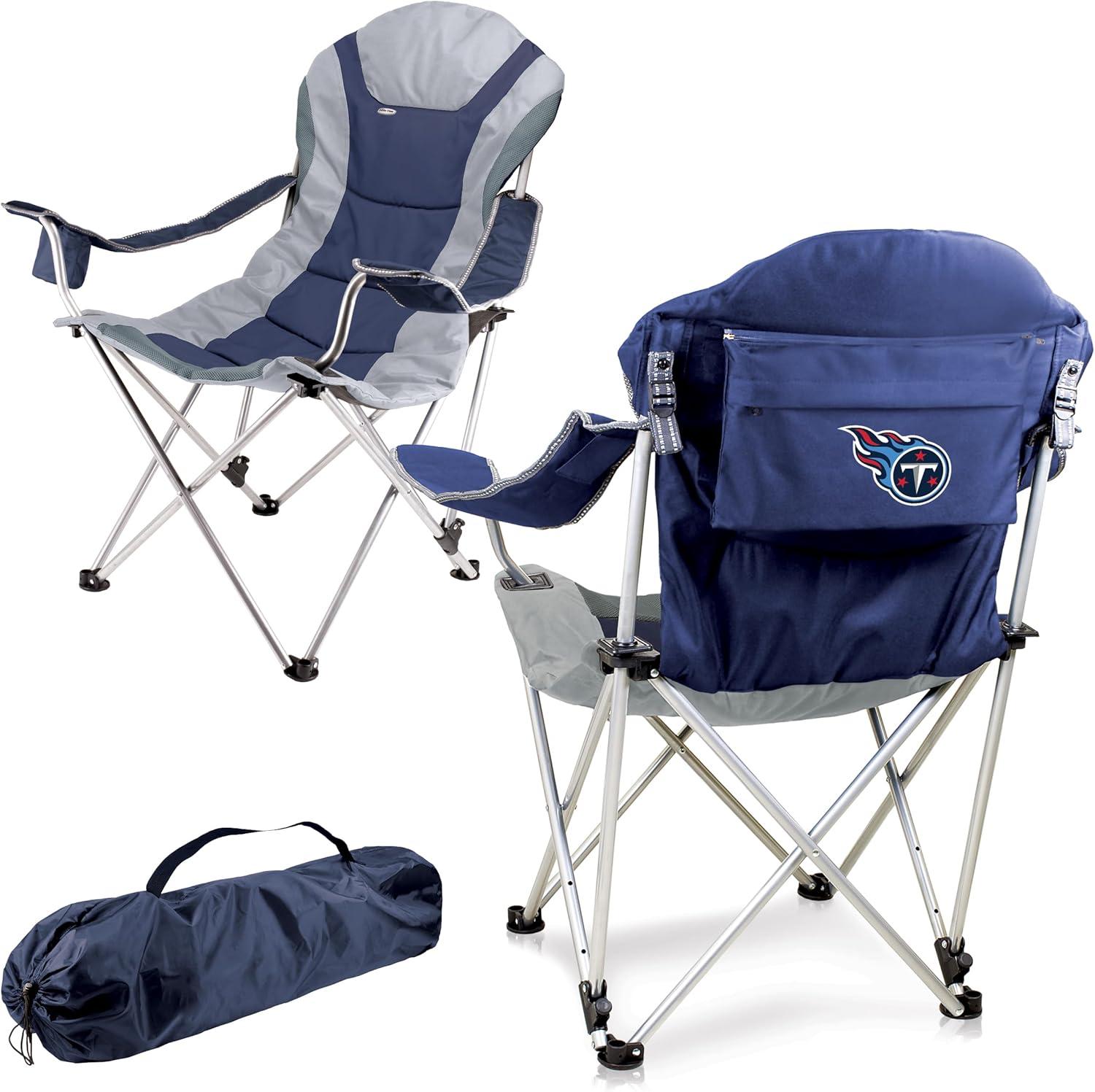 imagePicnic TIME NFL UnisexAdult NFL Reclining Camp Chair Beach Chair for Adults Sports Chair with Carry BagNavy Blue With Gray Accents