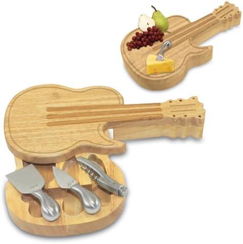imageTOSCANA a Picnic Time brand Guitar Cheese Board ampamp Knife Set Novelty Charcuterie Board Set with Cheese Knifes Cheese Boards Charcuterie Boards Serving Platter Bamboo