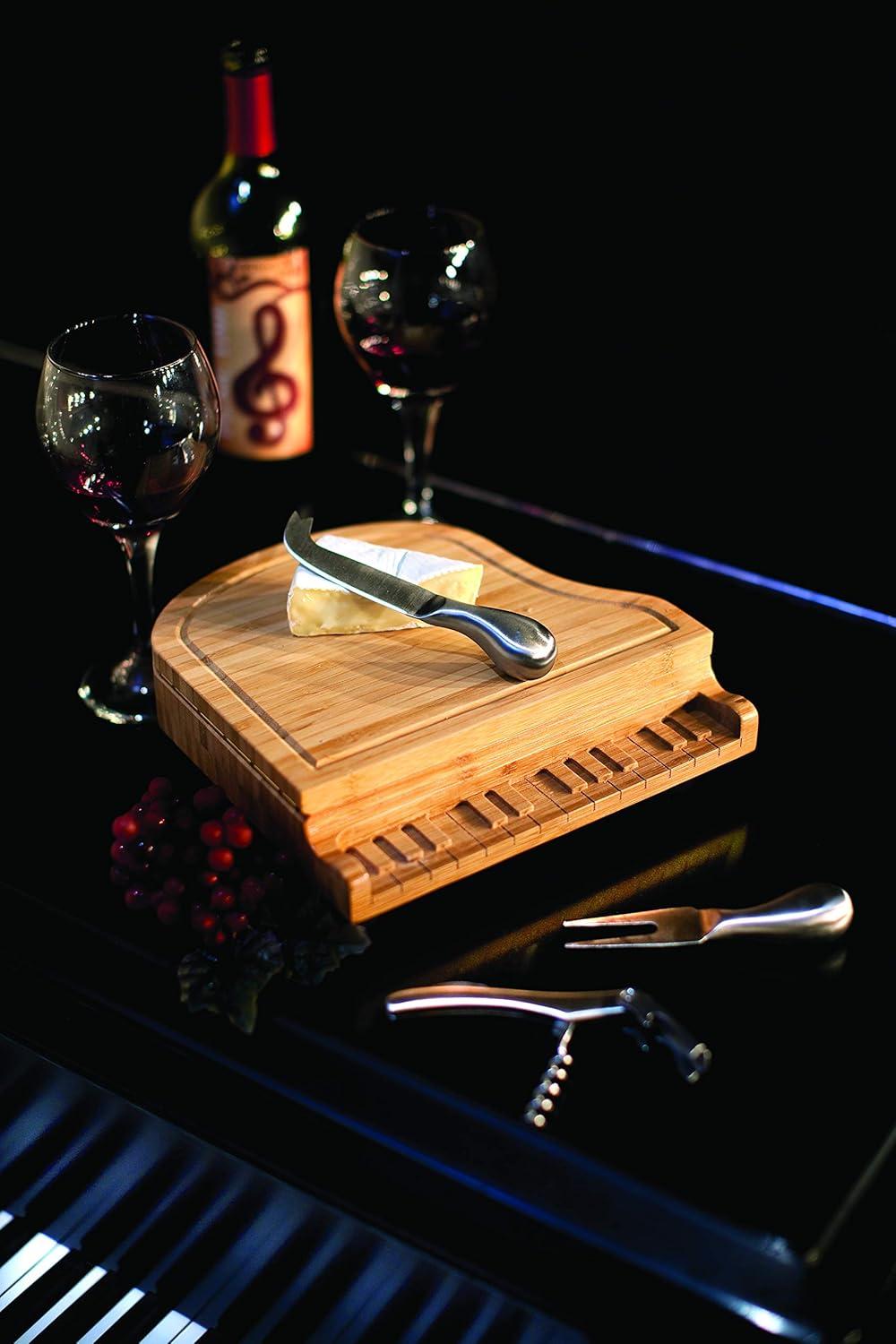 imageTOSCANA a Picnic Time brand Piano Cheese Board ampamp Knife Set Novelty Charcuterie Board with Cheese Knife Set Cheese Boards Charcuterie Boards Bamboo