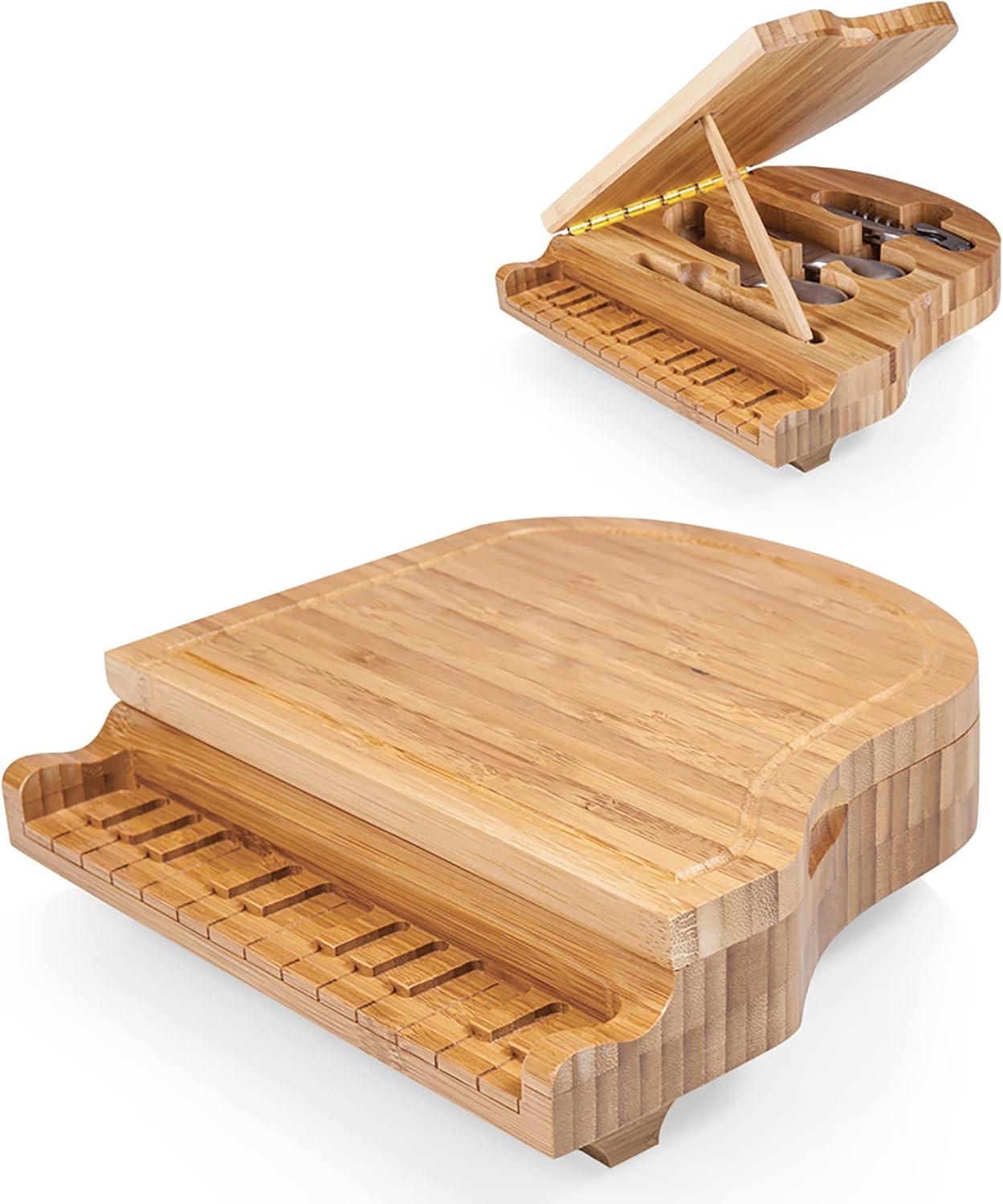 imageTOSCANA a Picnic Time brand Piano Cheese Board ampamp Knife Set Novelty Charcuterie Board with Cheese Knife Set Cheese Boards Charcuterie Boards Bamboo
