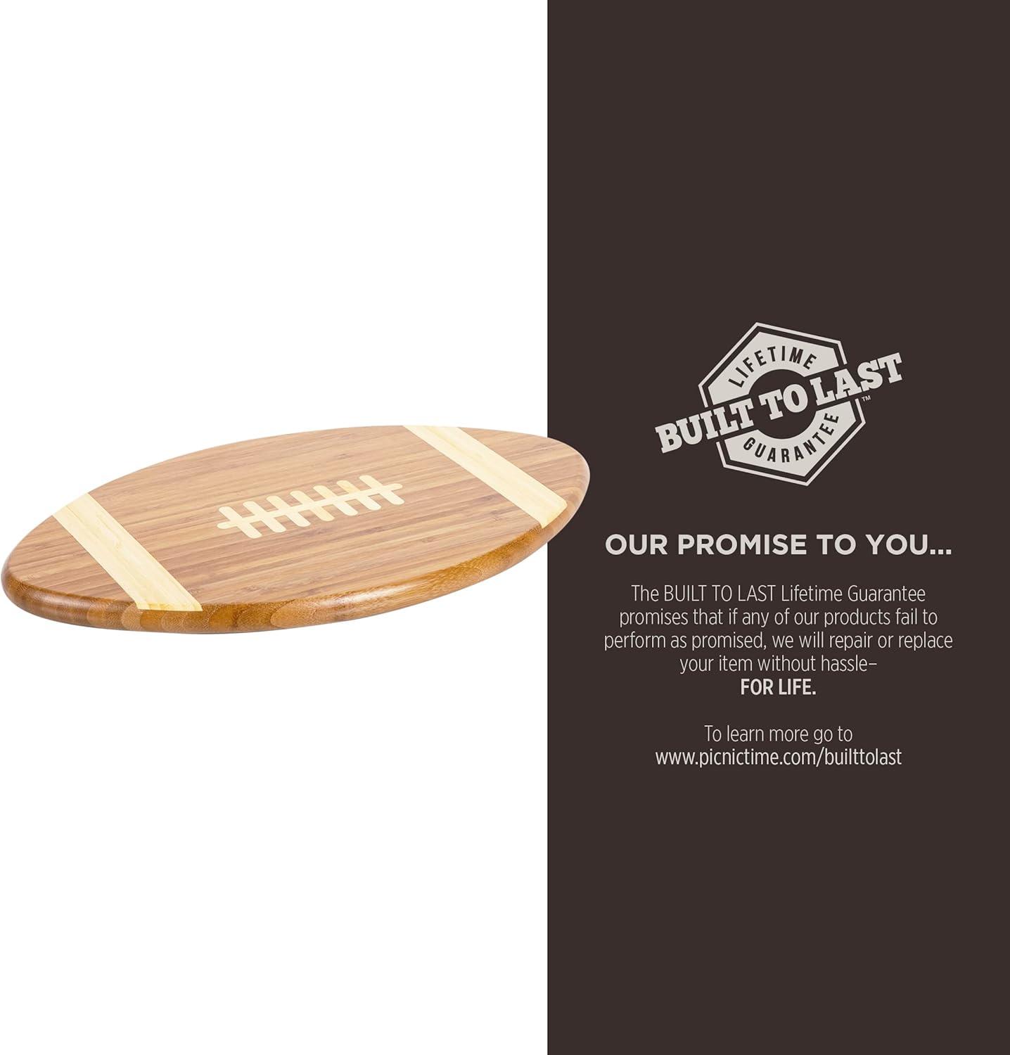 imageTOSCANA a Picnic Time brand Touchdown Football Cheese Board Novelty Charcuterie Board Serving Platter Cheese Boards Charcuterie Boards Wood Cutting Board Bamboo