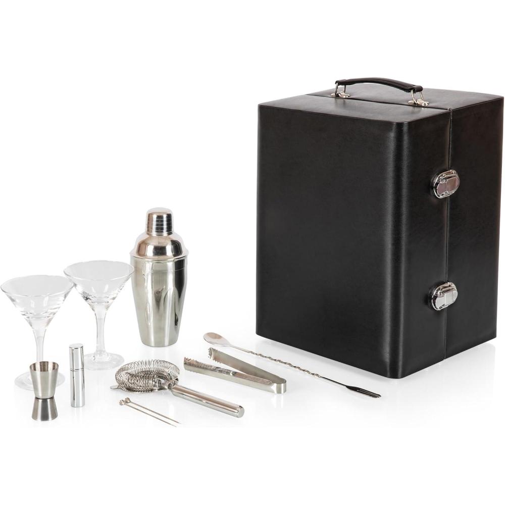 imageA Picnic time Manhattan Cocktail Case Stainless Steel Shaker Set Premium Bar Tools Bar Accessories and Bartender Kit MahoganyBlack