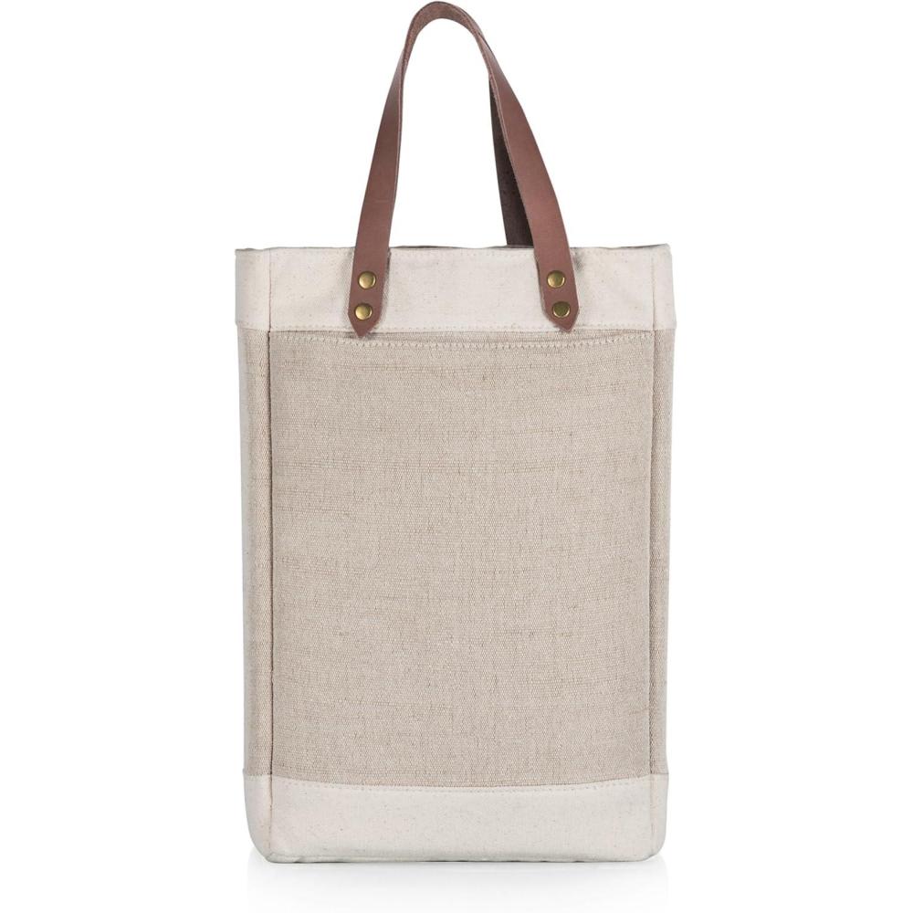 imageLEGACY a Picnic Time brand Pinot Jute 2 Bottle Insulated Wine Bag Wine Tote Bag Wine Gift Bag Beige2bottle