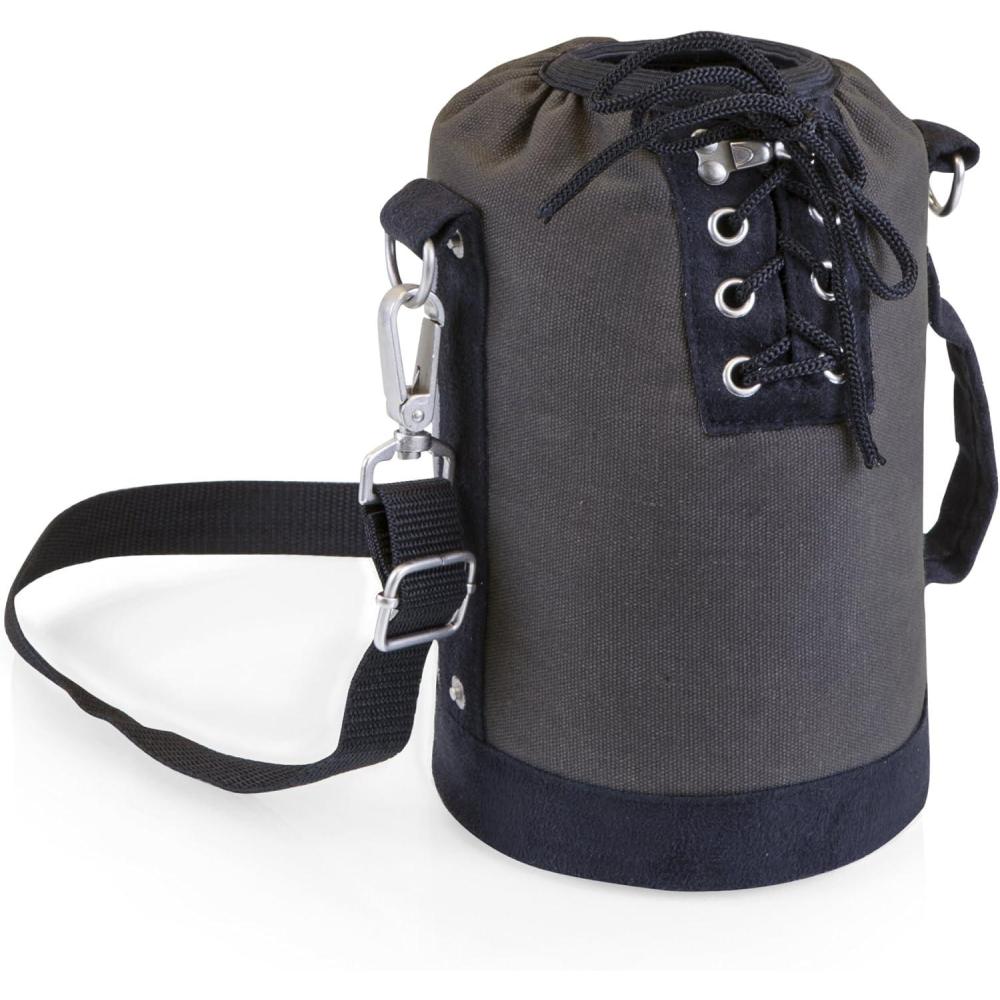 imageLEGACY a Picnic Time brand Canvas Laceup Insulated Growler Tote Black with Brown AccentsGray with Black Accents