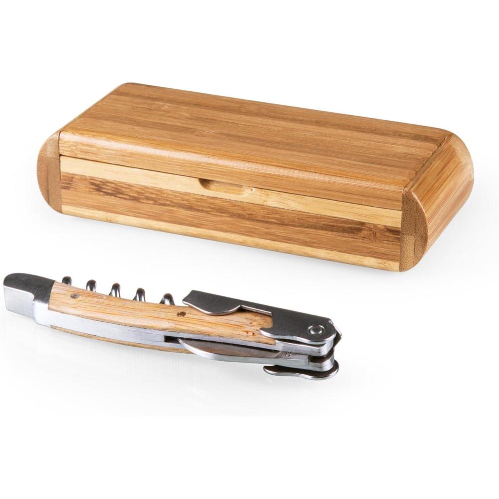 imageLEGACY  a Picnic Time brand Elan Deluxe Corkscrew In Bamboo Box Stainless Steel WaiterStyle Corkscrew Opener Kit Wooden Gift Box BambooBamboo