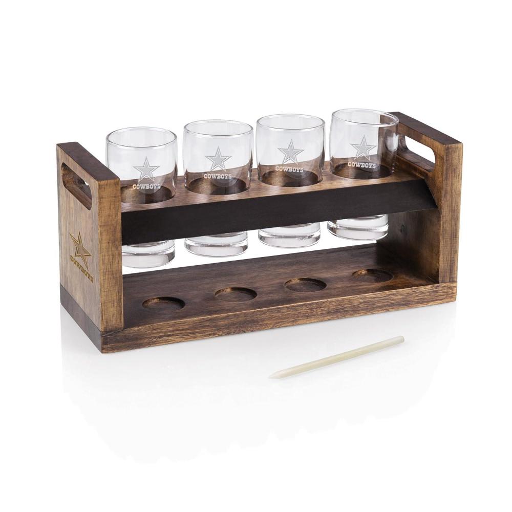 imageNFL Craft Beer Flight Set  Beer Glasses Set  Gifts for Beer Lovers Acacia WoodDallas Cowboys