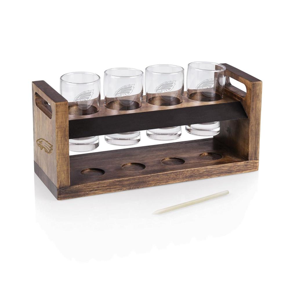 imageNFL Craft Beer Flight Set  Beer Glasses Set  Gifts for Beer Lovers Acacia WoodPhiladelphia Eagles