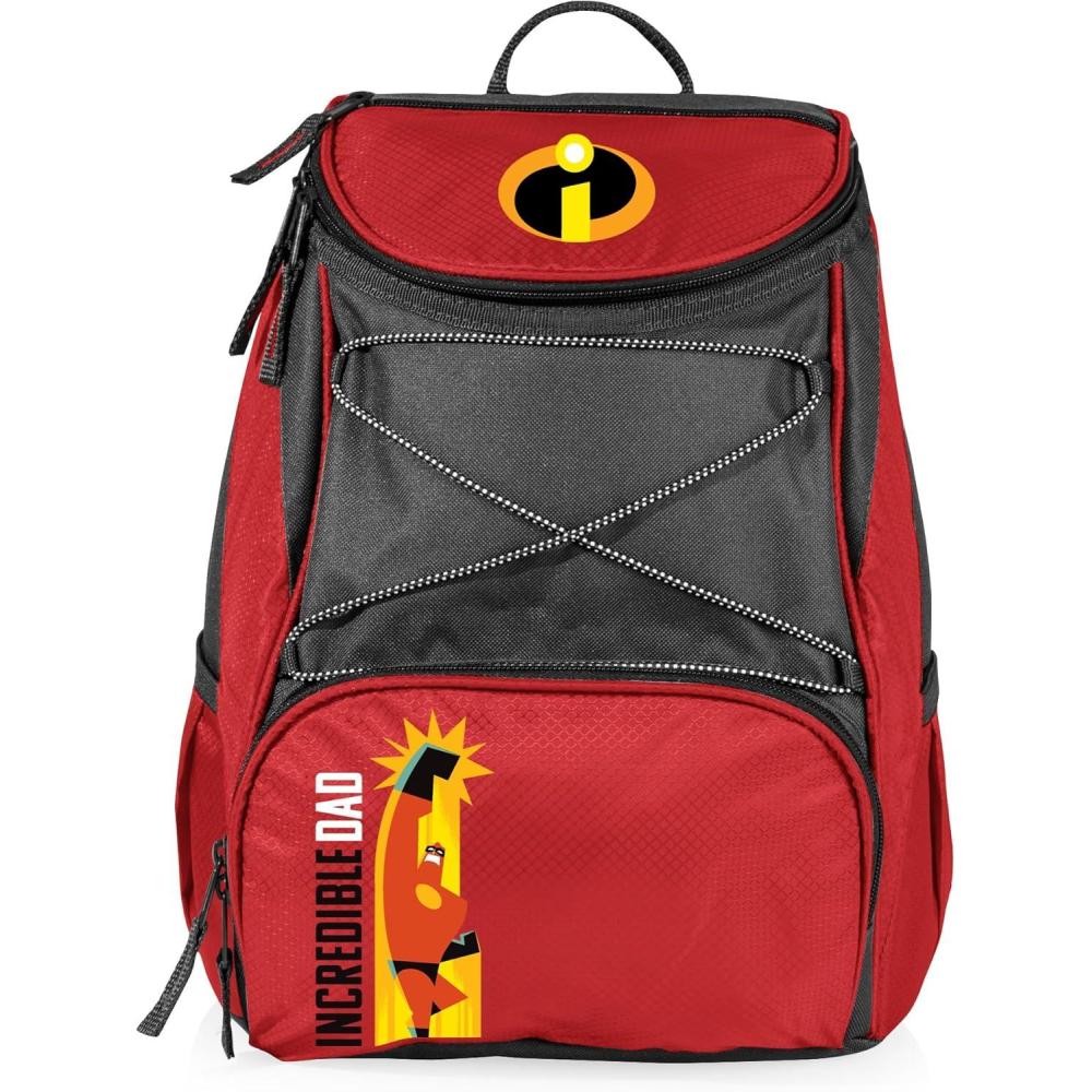 imagePICNIC TIME  Disney Pixar The Incredibles Mr Incredible PTX Backpack Cooler Soft Cooler Backpack Insulated Lunch Bag Red with Gray Accents  Red With Gray Accents 11 x 7 x 135
