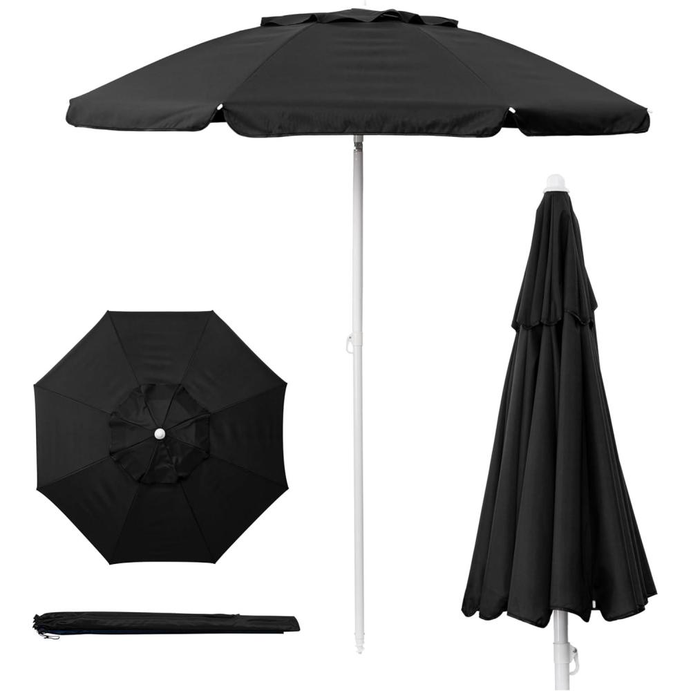 imagePICNIC TIME 55 Ft Portable Beach Umbrella Lightweight UV Protection Sunshade with Tilt Pole ampamp Carry Bag Outdoor Canopy Umbrella for Beach Sand Pool Patio Camping Travel or Backyard Shade Blue Pinstripe PatternBlack