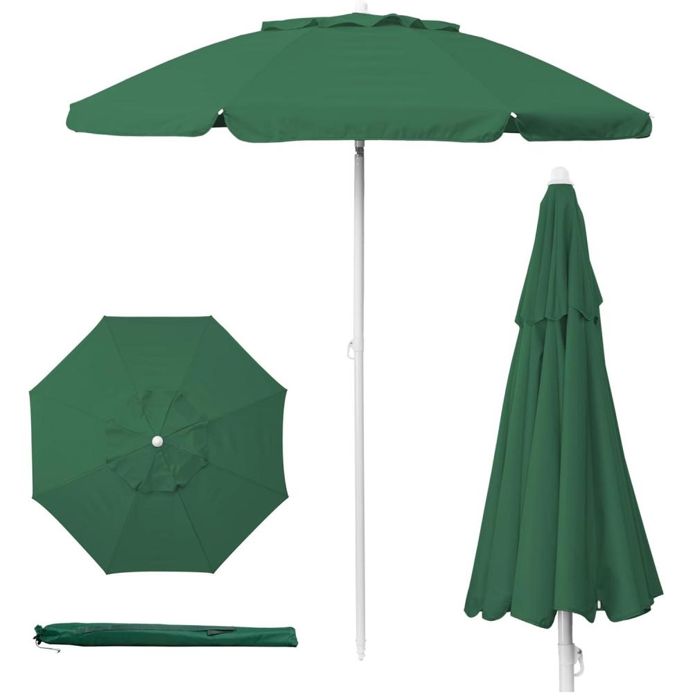 imagePICNIC TIME 55 Ft Portable Beach Umbrella Lightweight UV Protection Sunshade with Tilt Pole ampamp Carry Bag Outdoor Canopy Umbrella for Beach Sand Pool Patio Camping Travel or Backyard Shade Blue Pinstripe PatternHunter Green