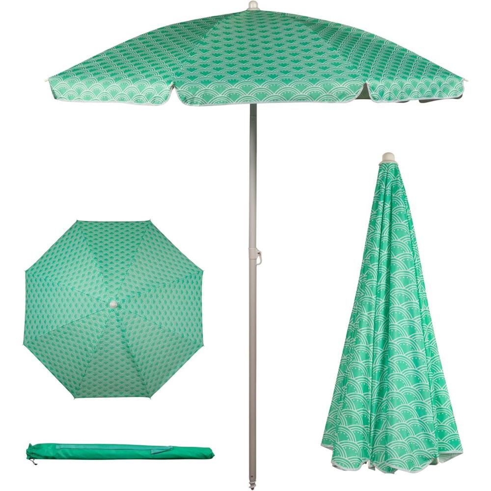imagePICNIC TIME 55 Ft Portable Beach Umbrella Lightweight UV Protection Sunshade with Tilt Pole ampamp Carry Bag Outdoor Canopy Umbrella for Beach Sand Pool Patio Camping Travel or Backyard Shade Blue Pinstripe PatternMermaid Teal