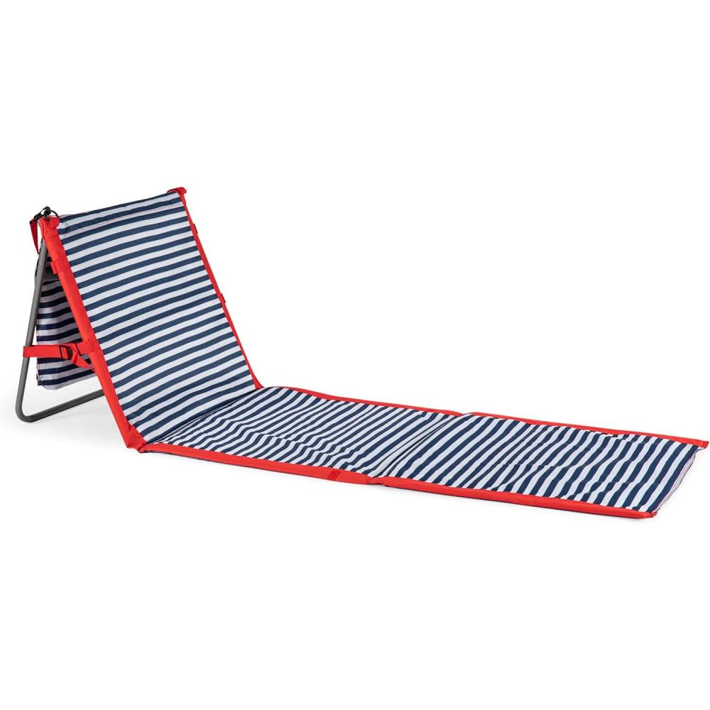 imagePICNIC TIME Beachcomber Portable Beach Chair ampamp Tote St Tropez Collection Sky Blue with Multi Stripe PatternBlue Pinstripe