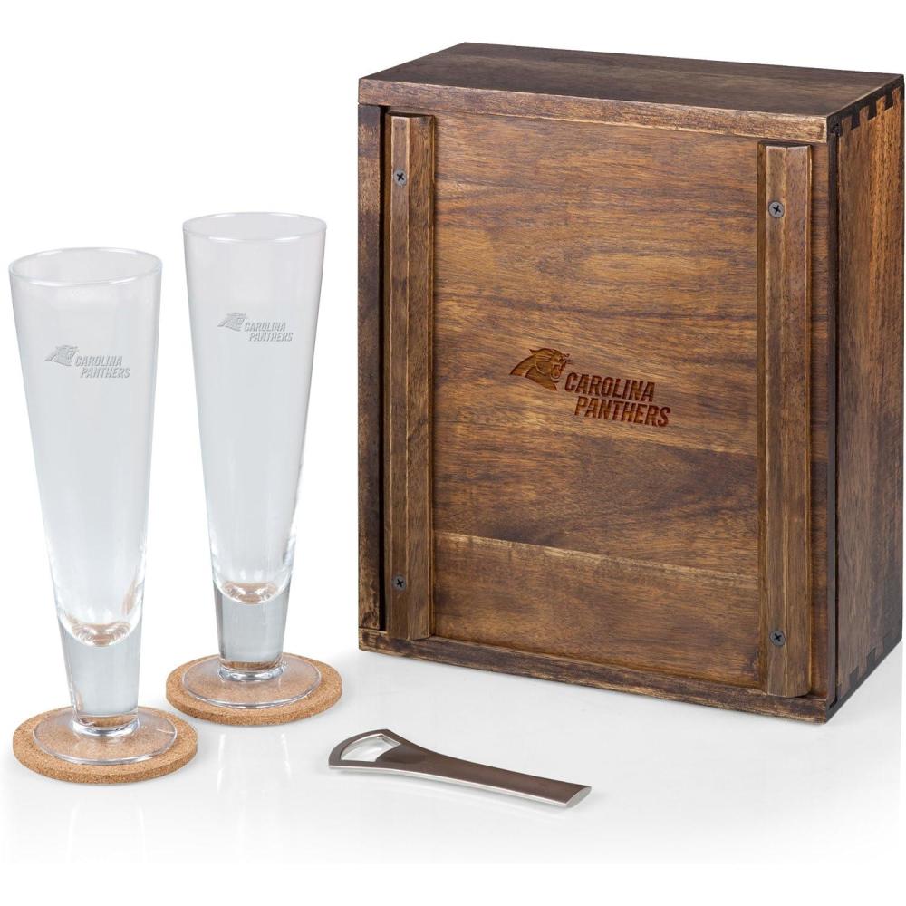 imagePICNIC TIME Brown Carolina Panthers Pilsner Beer Gift Set for 2