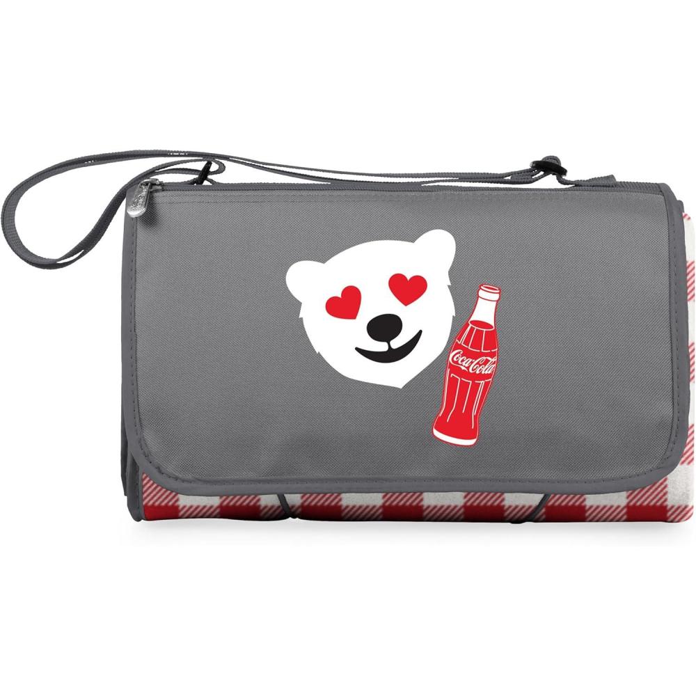 imagePICNIC TIME CocaCola Unity Buy The World A Coke Blanket Tote Outdoor Picnic Blanket Beach Blanket Camping Blanket Red with Black FlapCocacola Emoji Red White Gingham Pattern With Gray Flap