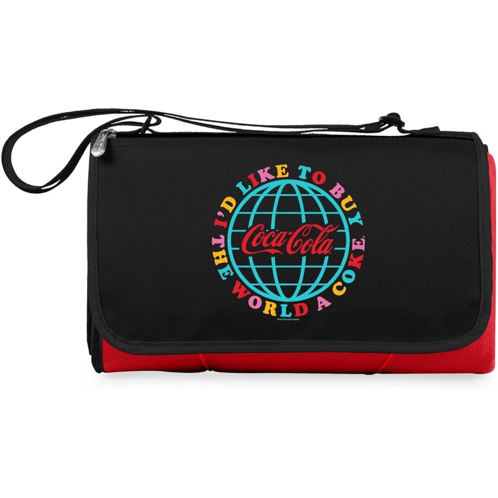 imagePICNIC TIME CocaCola Unity Buy The World A Coke Blanket Tote Outdoor Picnic Blanket Beach Blanket Camping Blanket Red with Black FlapRed With Black Flap