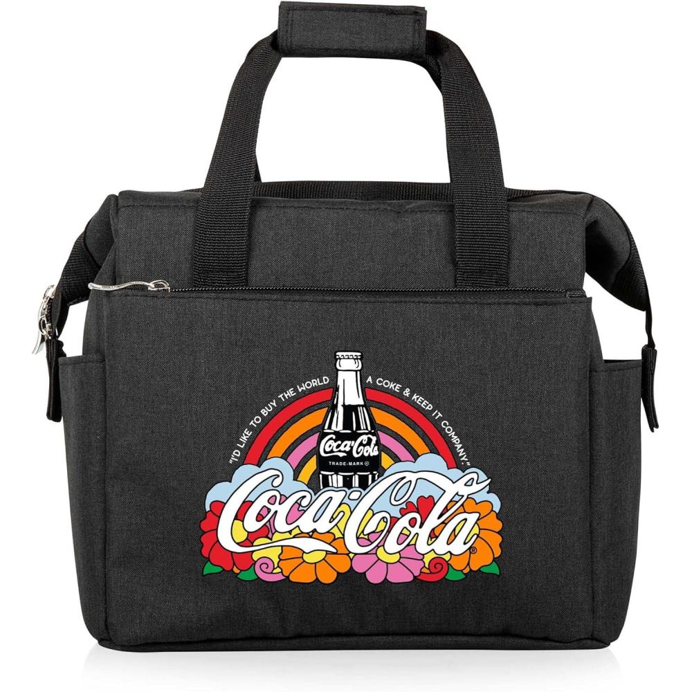 imagePICNIC TIME CocaCola Unity Buy The World A Coke On The Go Lunch Bag Soft Cooler Lunch Box Insulated Lunch Bag BlackCocaCola Floral Black