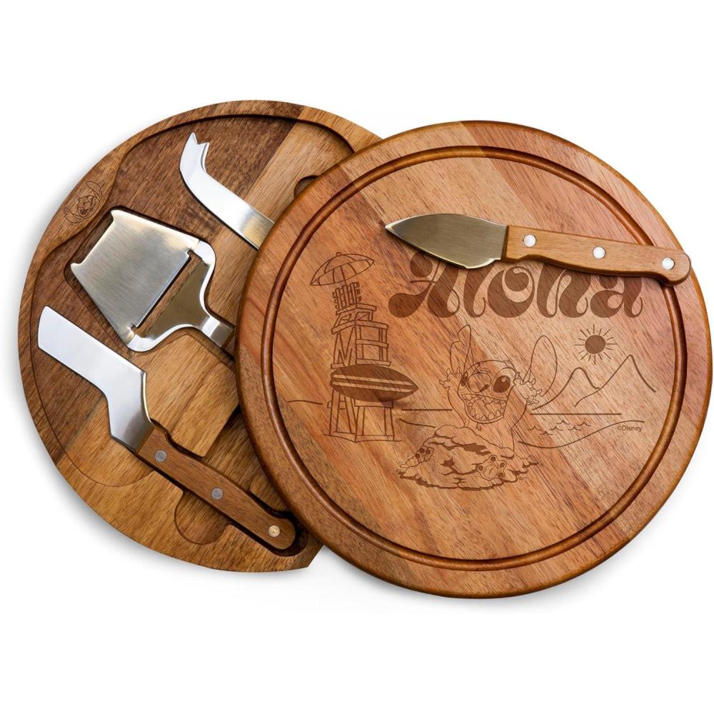 imagePICNIC TIME Disney Lilo ampamp Stitch Acacia Circo Cheese Board and Knife Set Charcuterie Board Set Wood Cutting Board Acacia WoodDisney Lilo Stich Accaia Wood