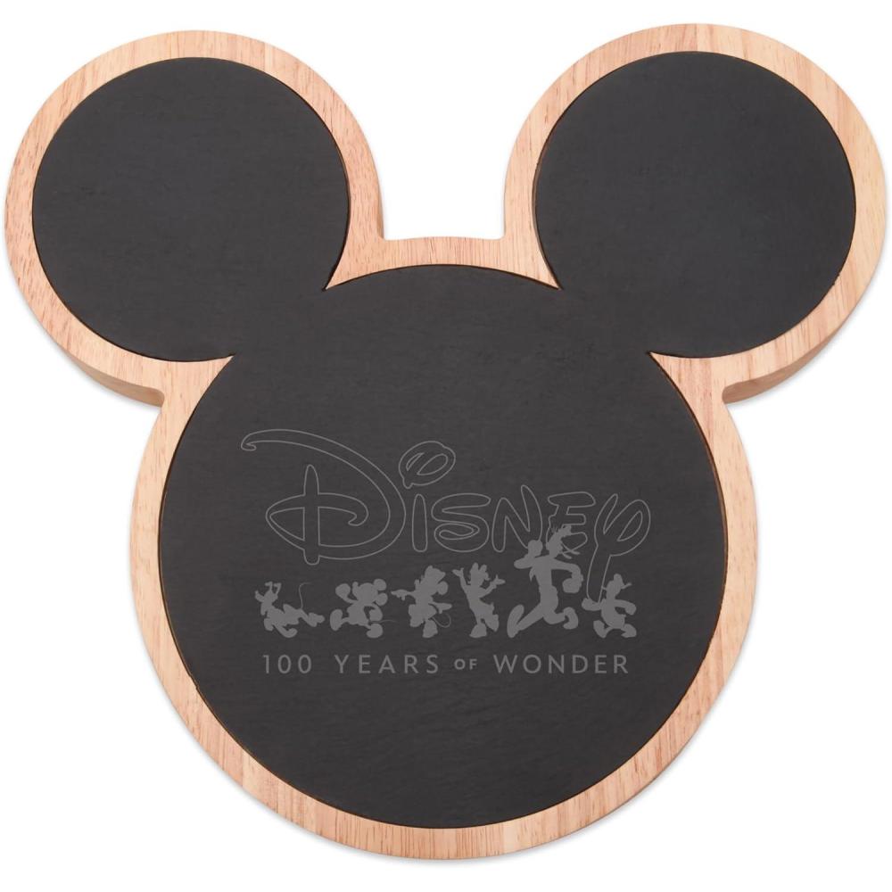 imagePICNIC TIME Disney Mickey Mouse Cheese Board Gift Set Parawood Slate Charcuterie Board with 3 Cheese Tools Bamboo Style Cheeseboard ampamp Serving Tray for Wine Meat Cheese Entertaining ampamp HousewarmingParawood with Slate Disney 100