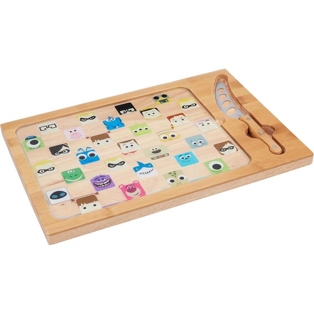 imagePICNIC TIME Disney Mickey Mouse Icon Glass Top Cutting Board ampamp Knife Set Cheese Boards Charcuterie Boards Serving Platter Parawood ampamp BambooPixar Collection  Parawood  Bamboo