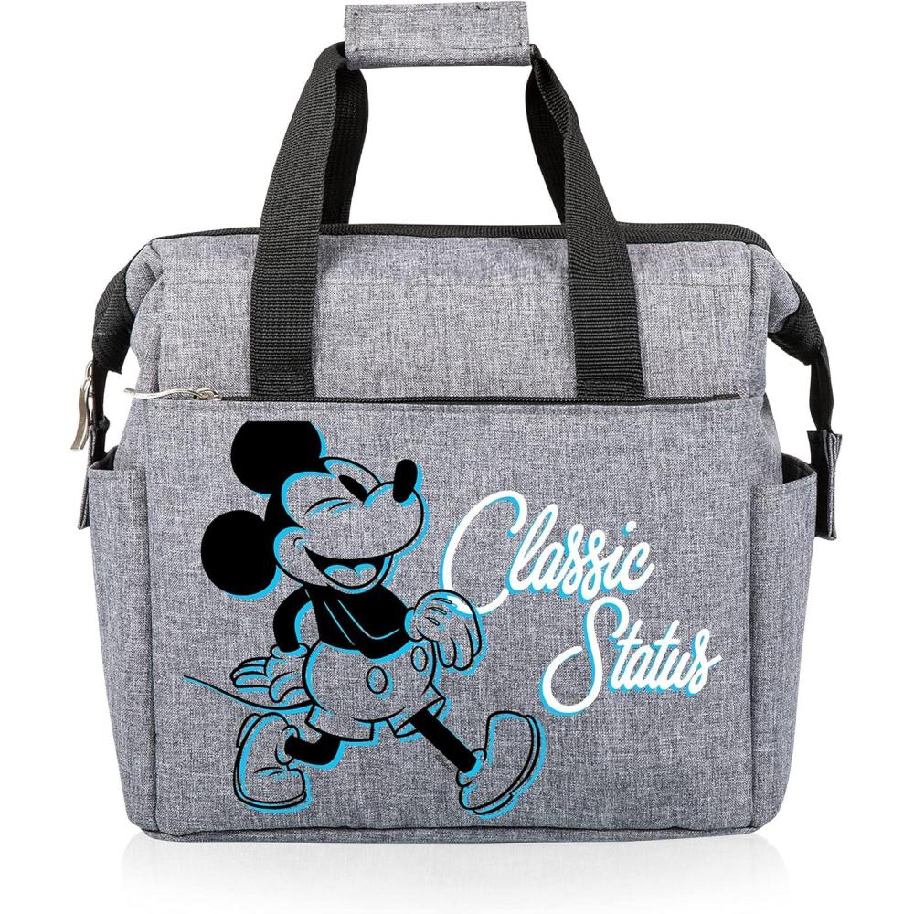 imagePICNIC TIME Disney Mickey Mouse On The Go Insulated Lunch Bag Soft Cooler Lunch Box Leak Resistant Reusable Lunch Tote Work Lunchbox Thermal Cooler Bag with Dual Compartments Heathered Gray