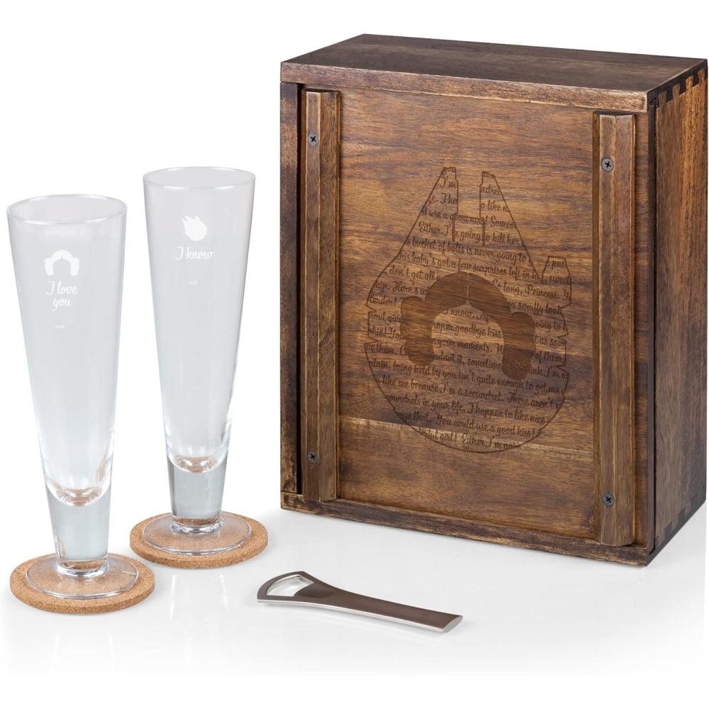 imagePICNIC TIME Disney Mickey Mouse ampamp Minnie Mouse Drinking Glasses Gift Set Mickey Mouse and Minnie Gifts Acacia WoodStar Wars Han Leia Acacia Wood