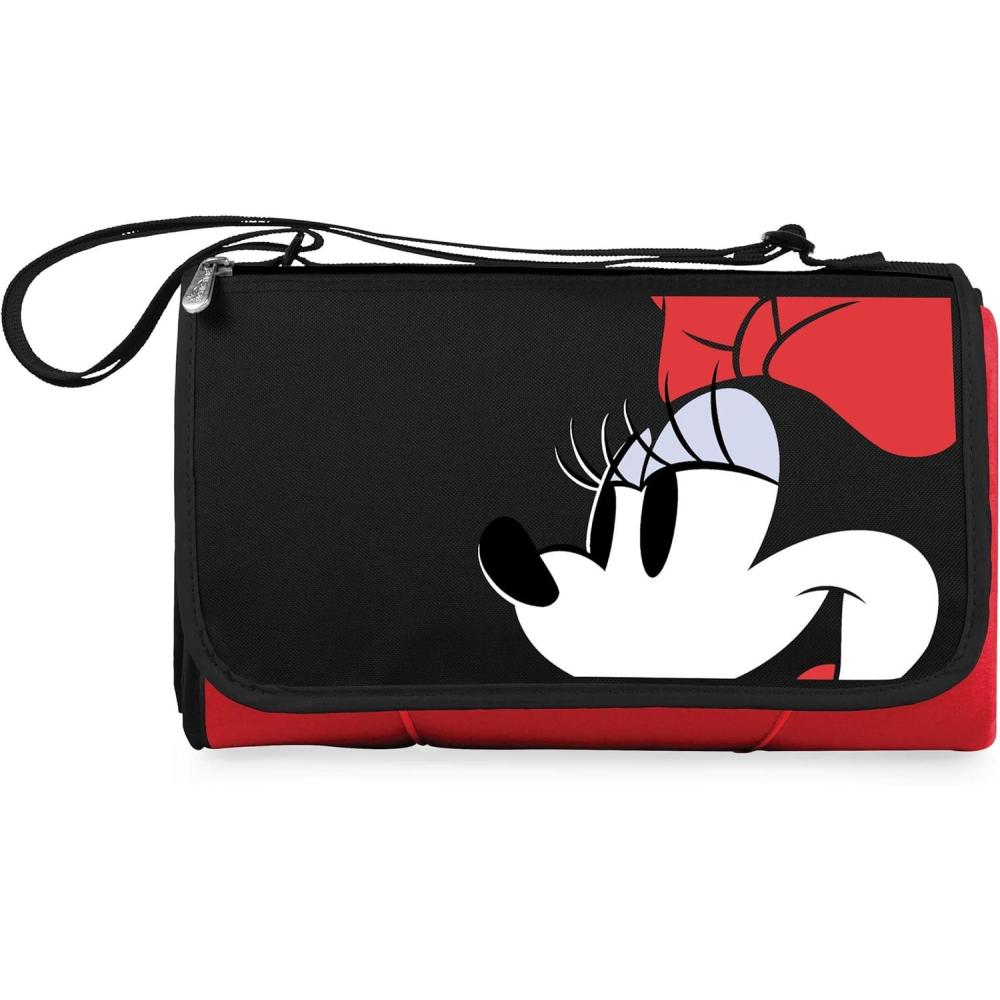 imagePICNIC TIME Disney Minnie Mouse Blanket Tote Outdoor Picnic Blanket Beach Blanket Camping Blanket Red with Black Flap