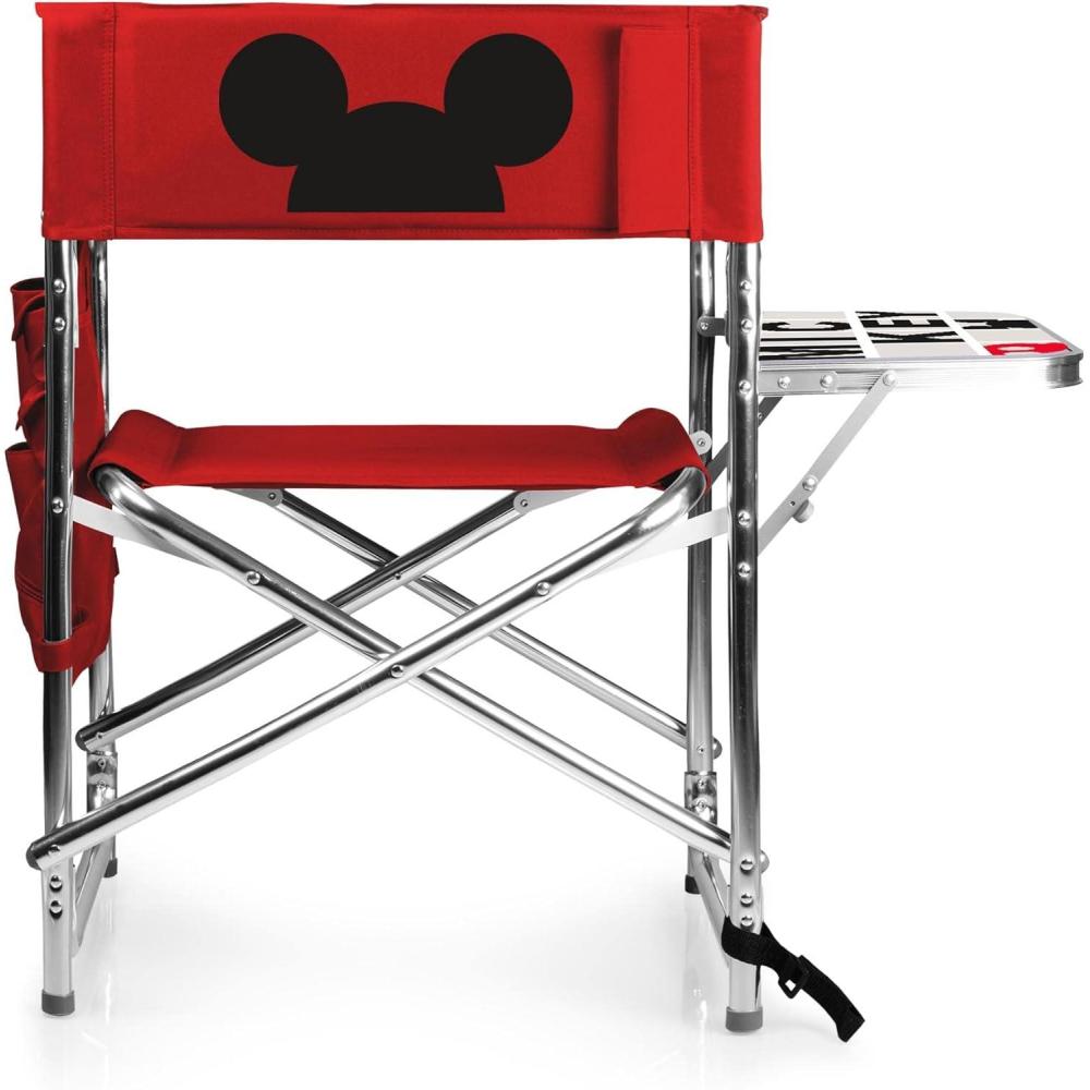 imagePICNIC TIME Disney Pixar Cars Lightning McQueen Sports Chair with Side Table Beach Chair Camp Chair for Adults RedDisney Mickey Mouse Red