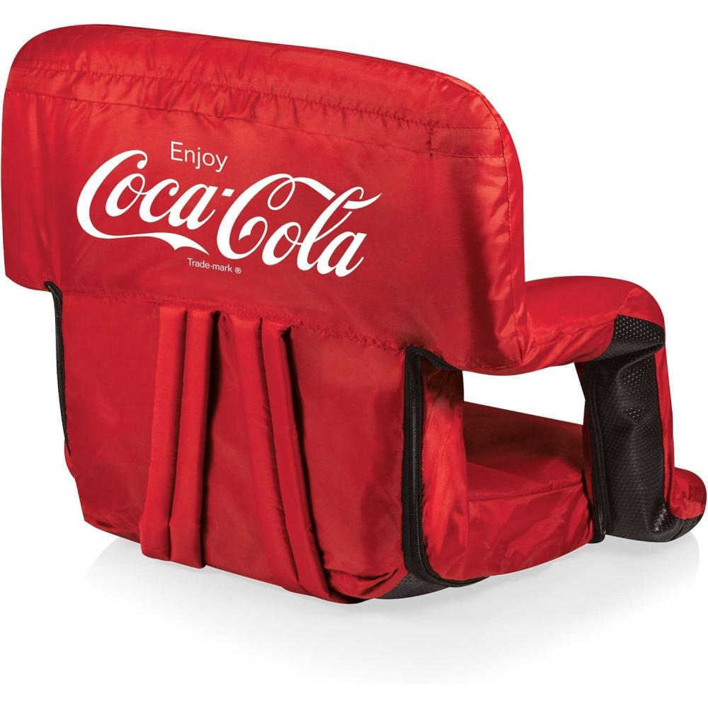 imagePICNIC TIME Disney Pixar Cars Lightning McQueen Ventura Reclining Stadium Seat with Back Support Bleacher Seat Beach Floor Chair RedCocacola Red