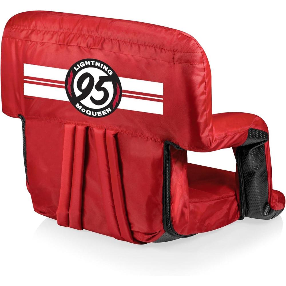 imagePICNIC TIME Disney Pixar Cars Lightning McQueen Ventura Reclining Stadium Seat with Back Support Bleacher Seat Beach Floor Chair RedDisney Pixar Cars Lightning Mcqueen Red