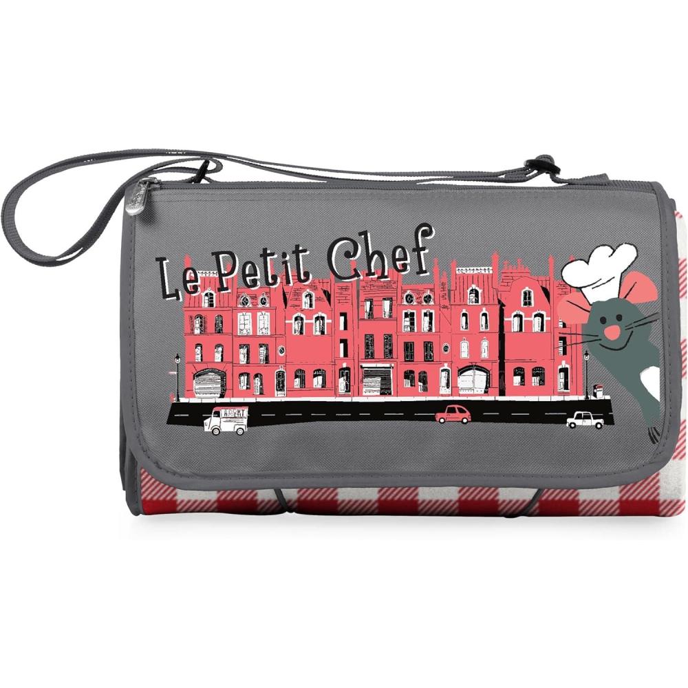 imagePICNIC TIME Disney Pixar Ratatouille Blanket Tote Outdoor Picnic Blanket Beach Blanket Camping Blanket Red ampamp White Gingham Pattern with Gray Flap Large