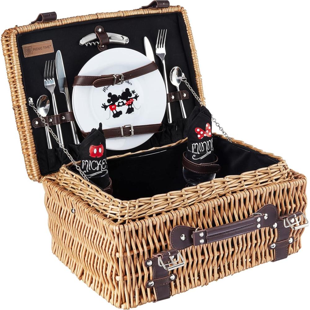 imagePICNIC TIME Disney Pixar Ratatouille Champion Picnic Basket for 2 Large Wicker Picnic Set with Cutlery Service Kit Navy Blue 158 x 12 x 75Disney Mickey Mouse  Minnie Mouse  Black With Brown Accents
