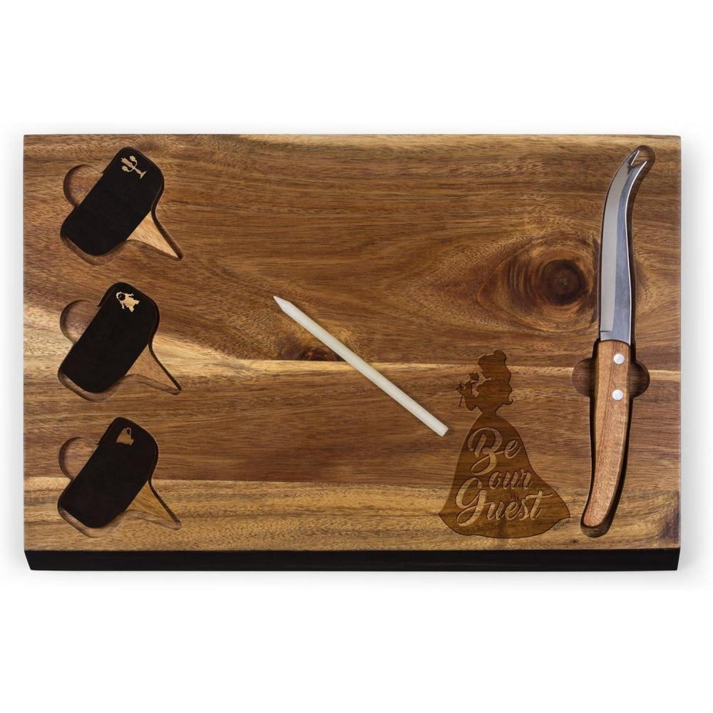 imagePICNIC TIME Disney Pixar Ratatouille Delio Cheese Board and Knife Set Charcuterie Board Set Acacia Wood Cutting Board with Cheese Knife and Markers Acacia WoodDisney Princess The Beauty the Beast Acacia Wood